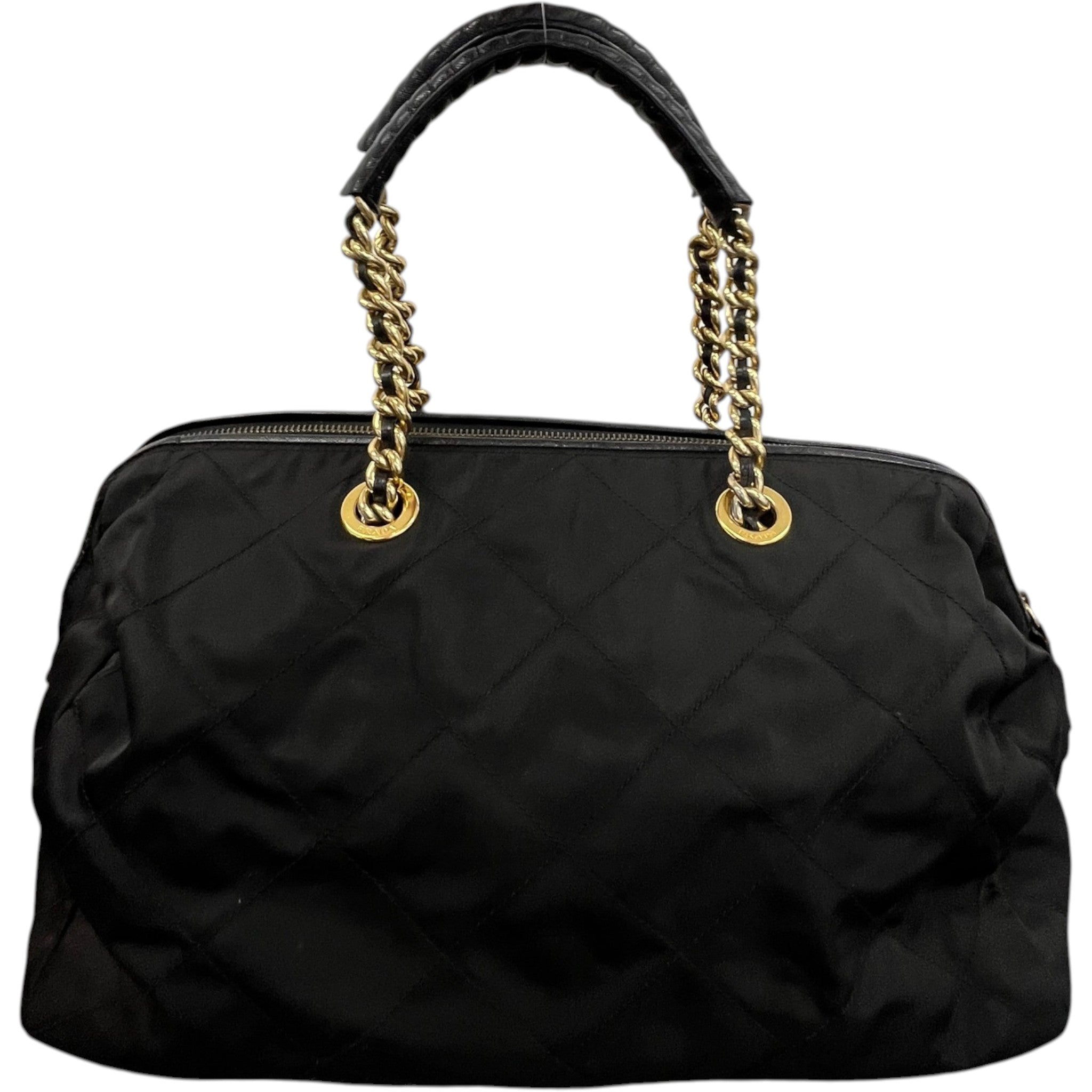 Women's Tessuto Quilted Nylon Boston Handbag Black