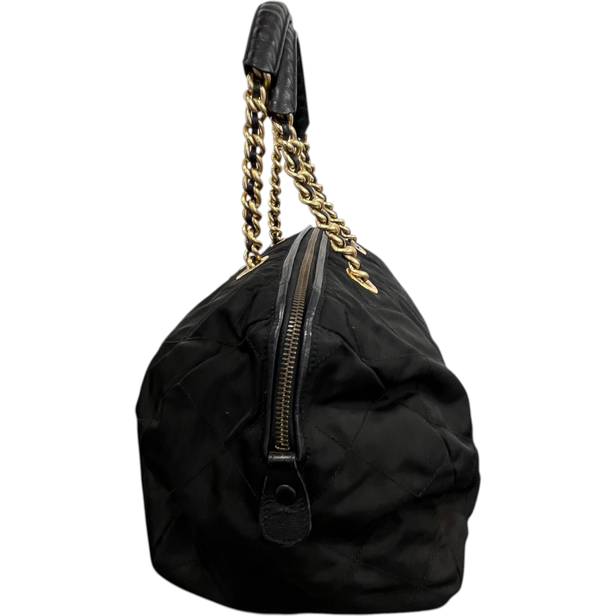 Women's Tessuto Quilted Nylon Boston Handbag Black