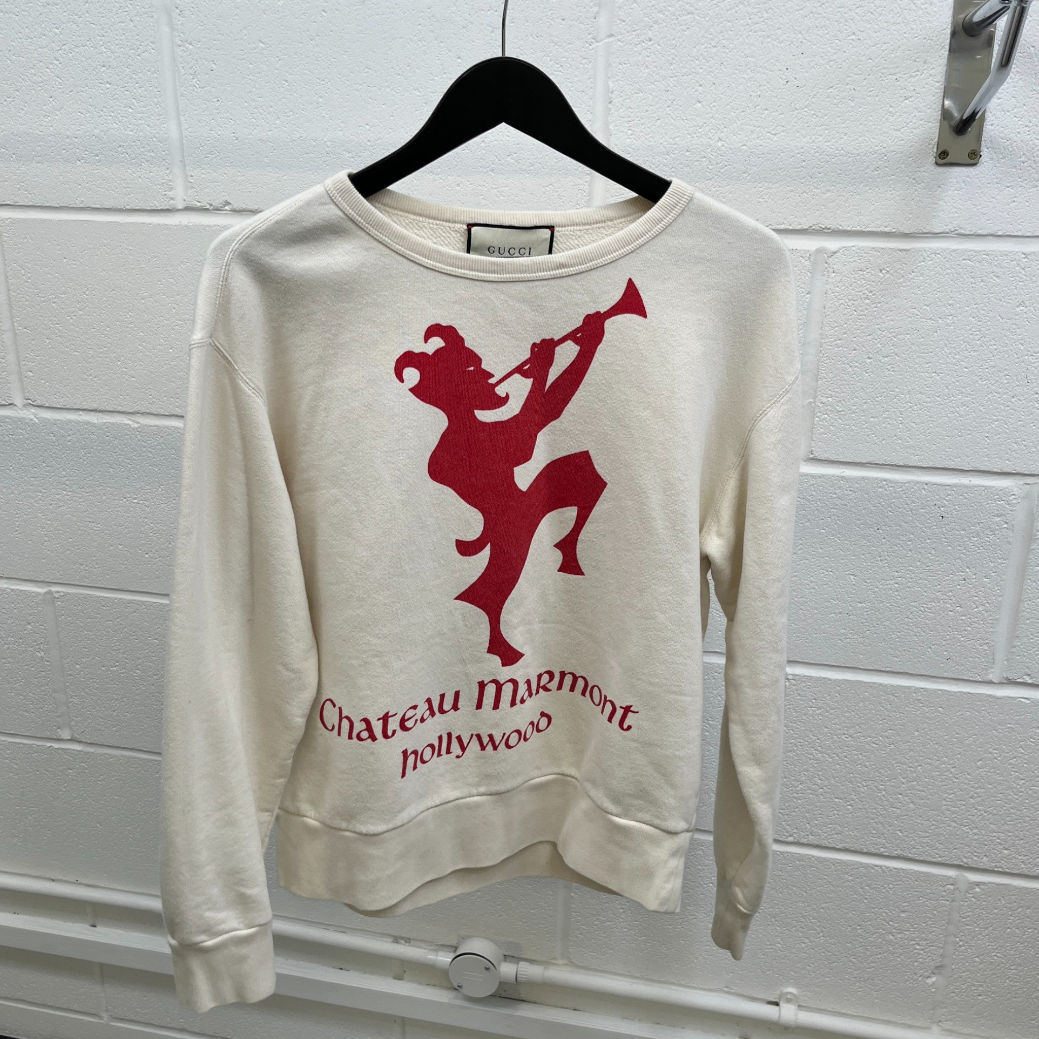 Men's Chateau Marmont Logo Print Sweatshirt Cream Size XS