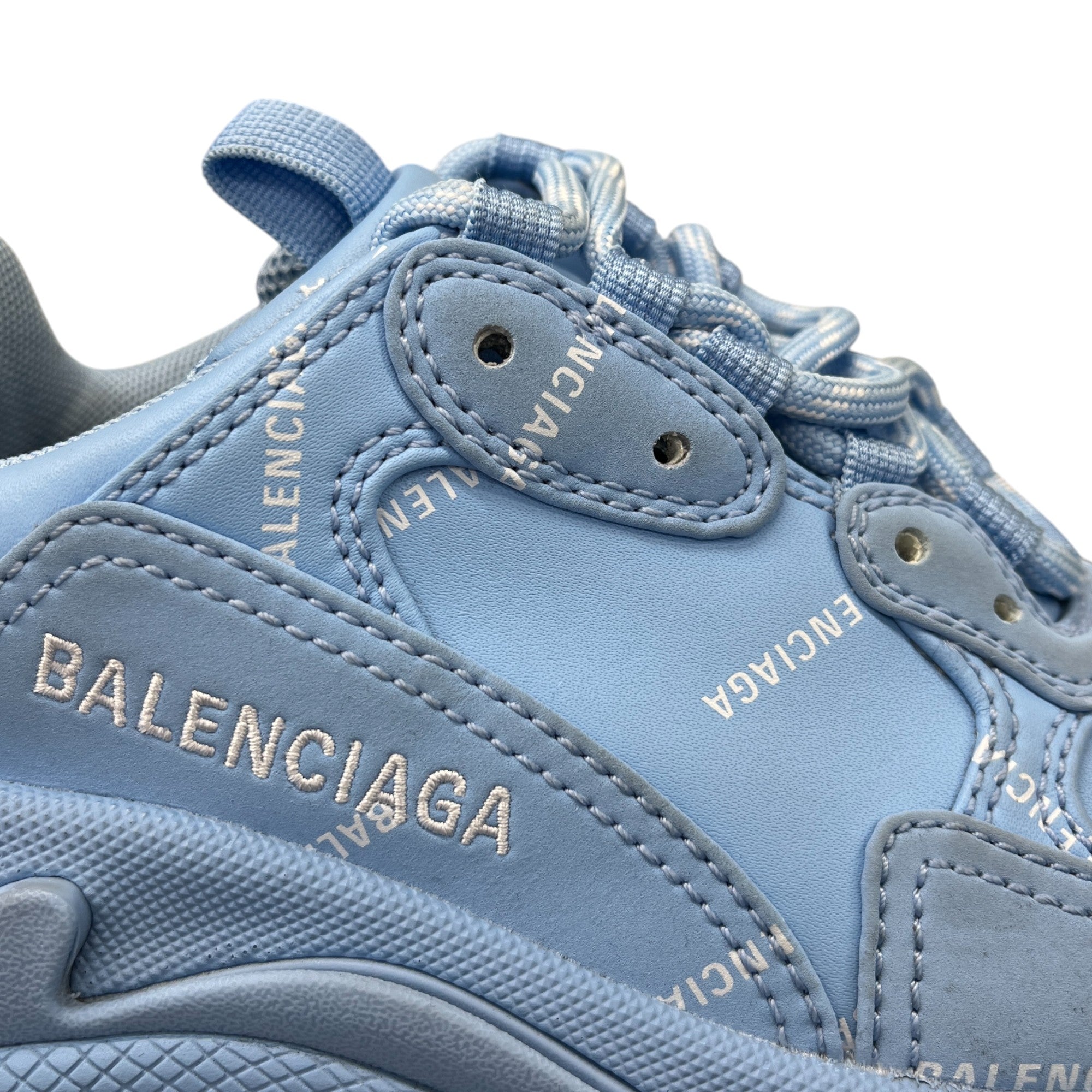 Women's Triple S All Over Logo Low Trainers Blue Size EU 35 / UK 2