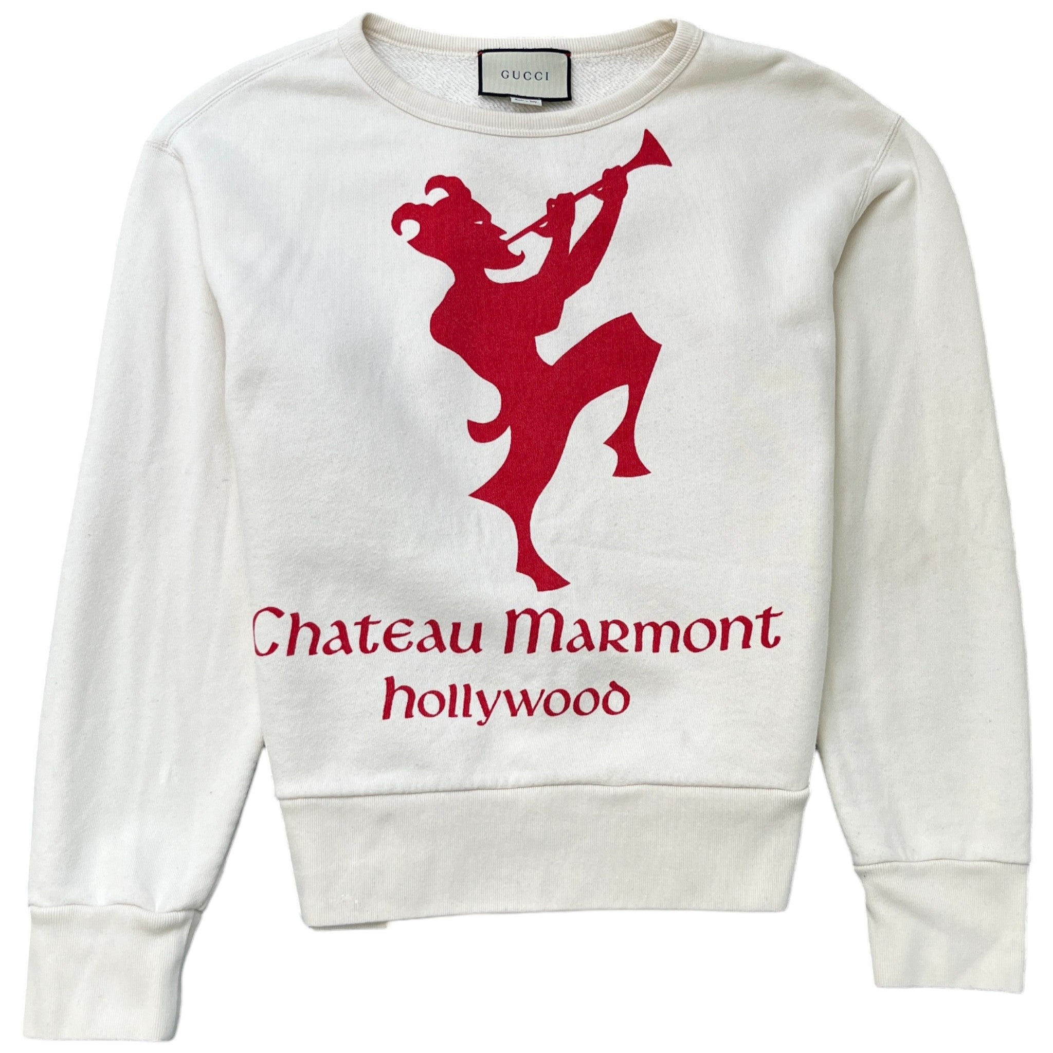 Men's Chateau Marmont Logo Print Sweatshirt Cream Size XS