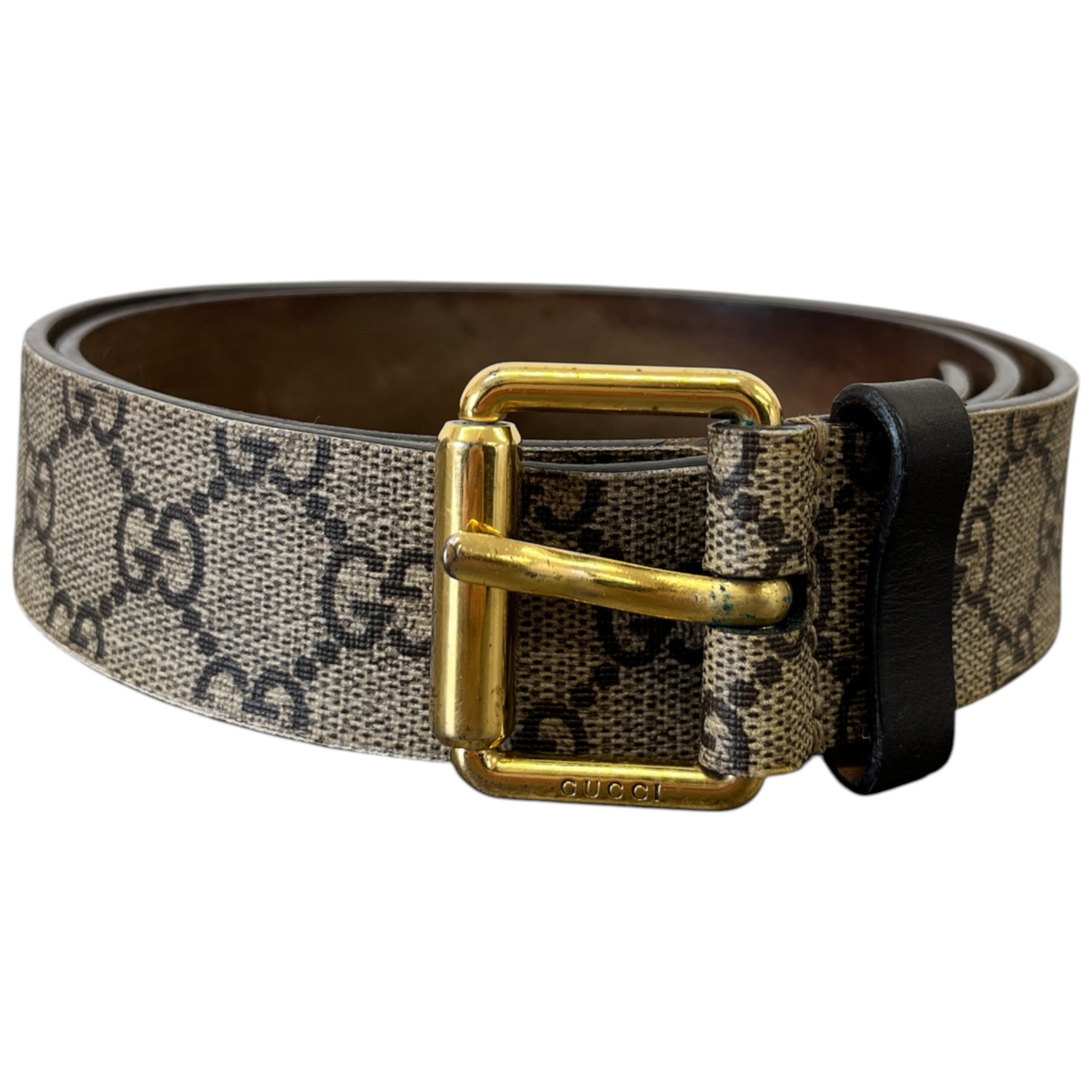 Men's Gg Supreme Tiger Print Belt Beige Size 85CM / UK 10