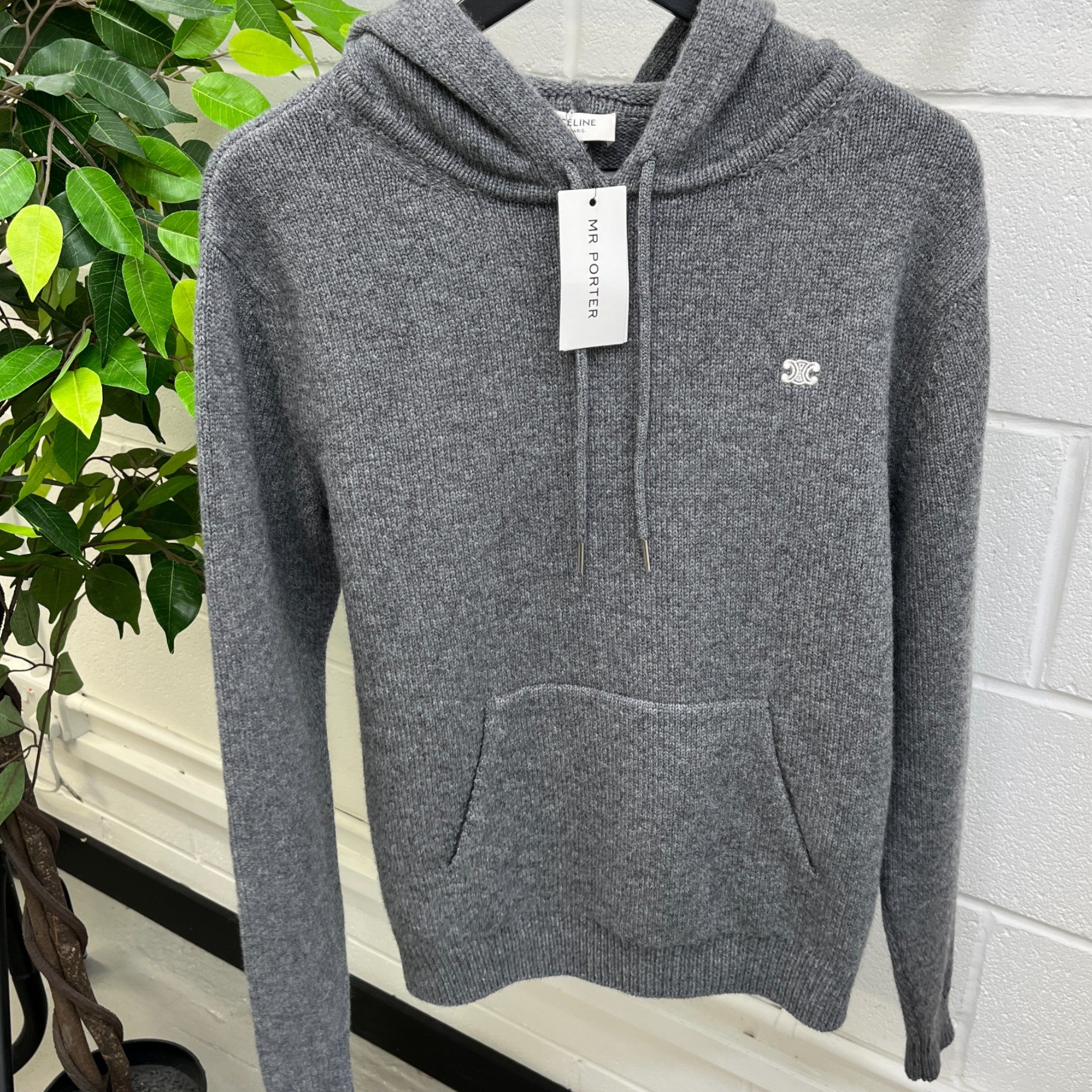 Men's Embroidered Logo Hoodie Grey Size M