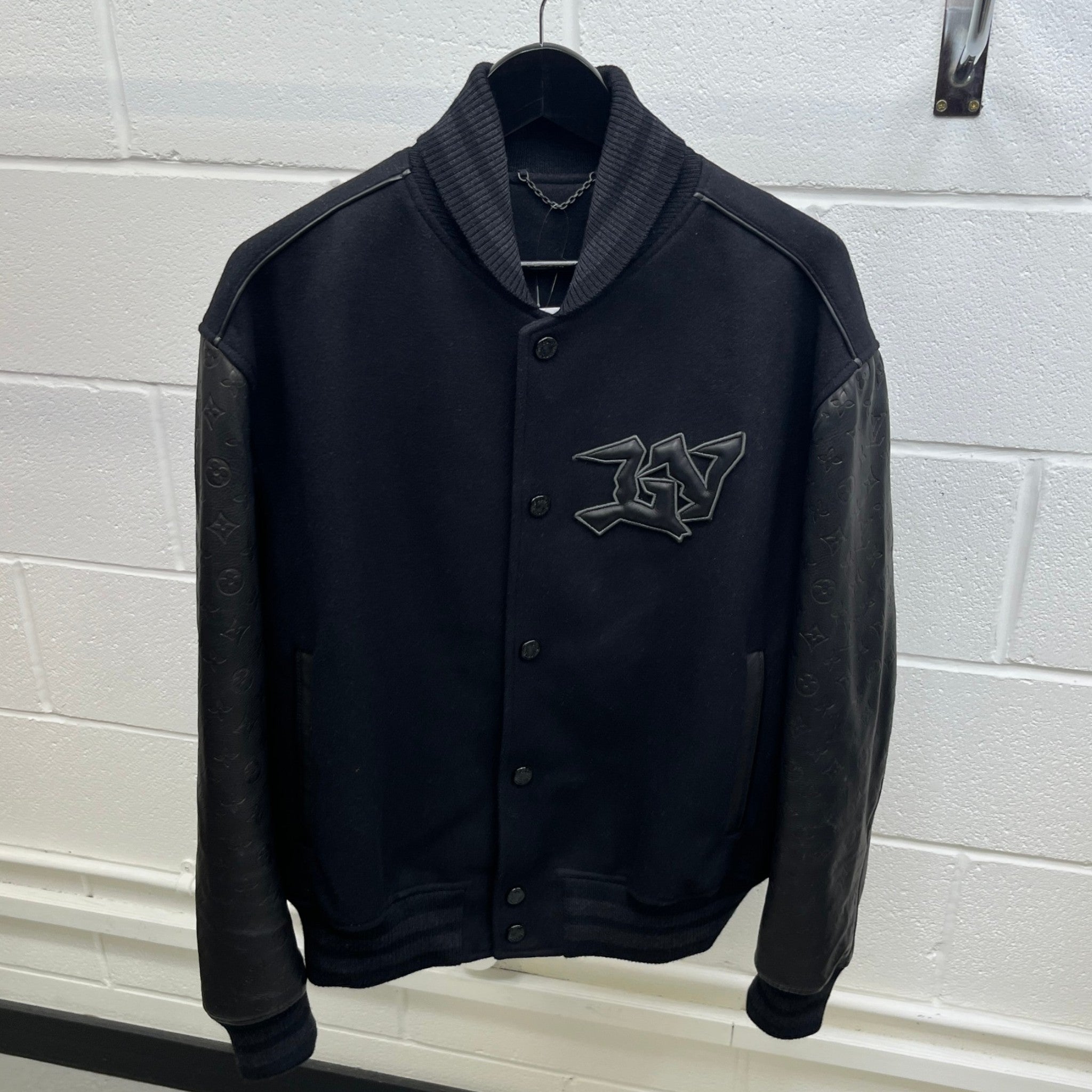 Men's Embossed Monogram Varsity Jacket Black Size IT 52 / XL