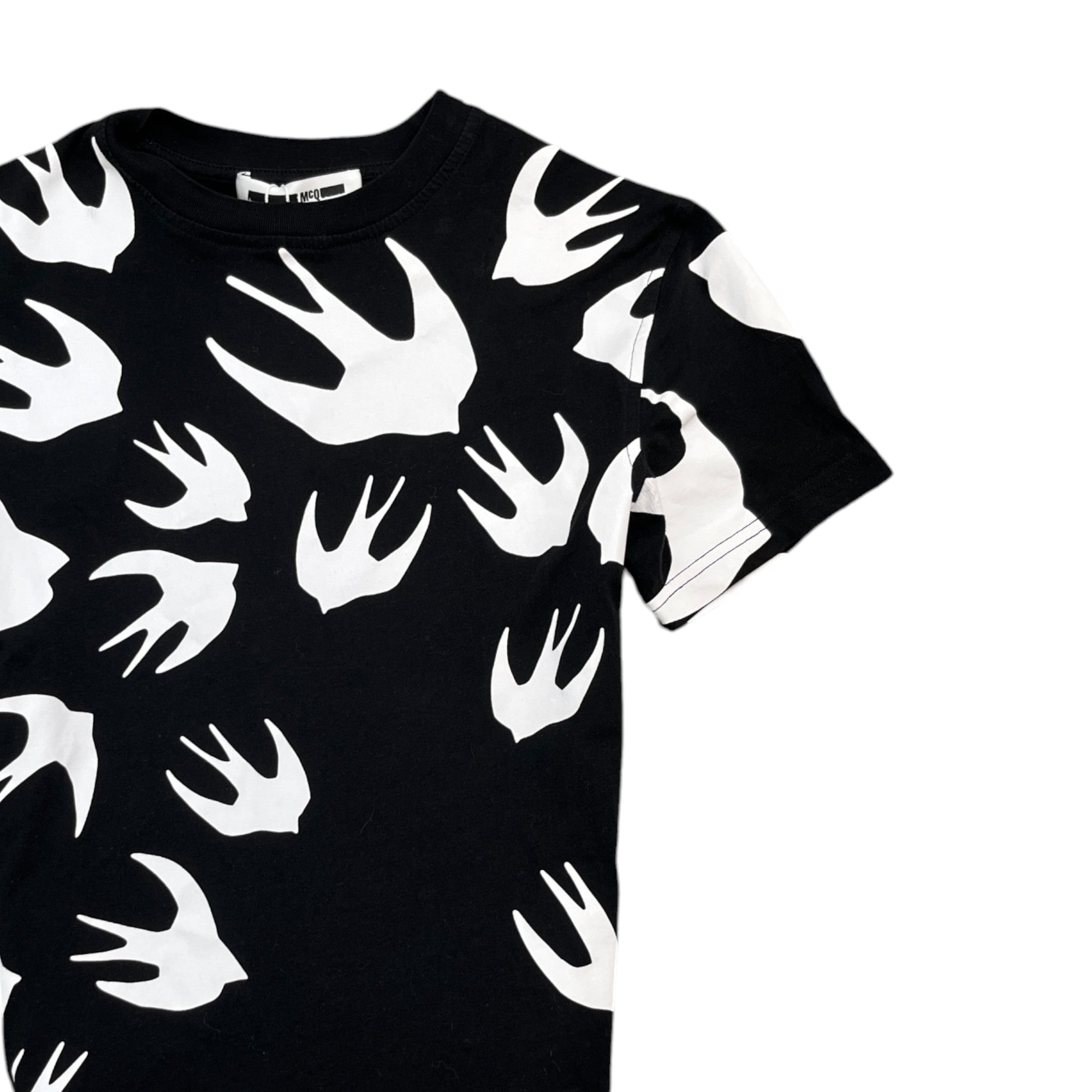 Men's Swallow Print T-Shirt Black Size XXS