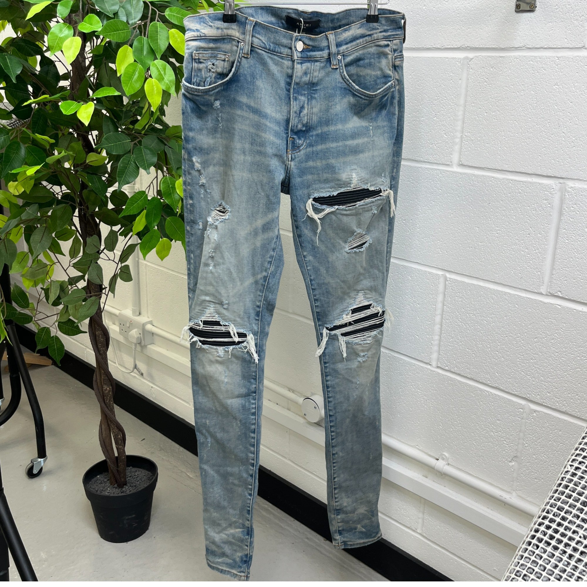 Men's Mx1 Panelled Distressed Jeans Blue Size Waist 32"