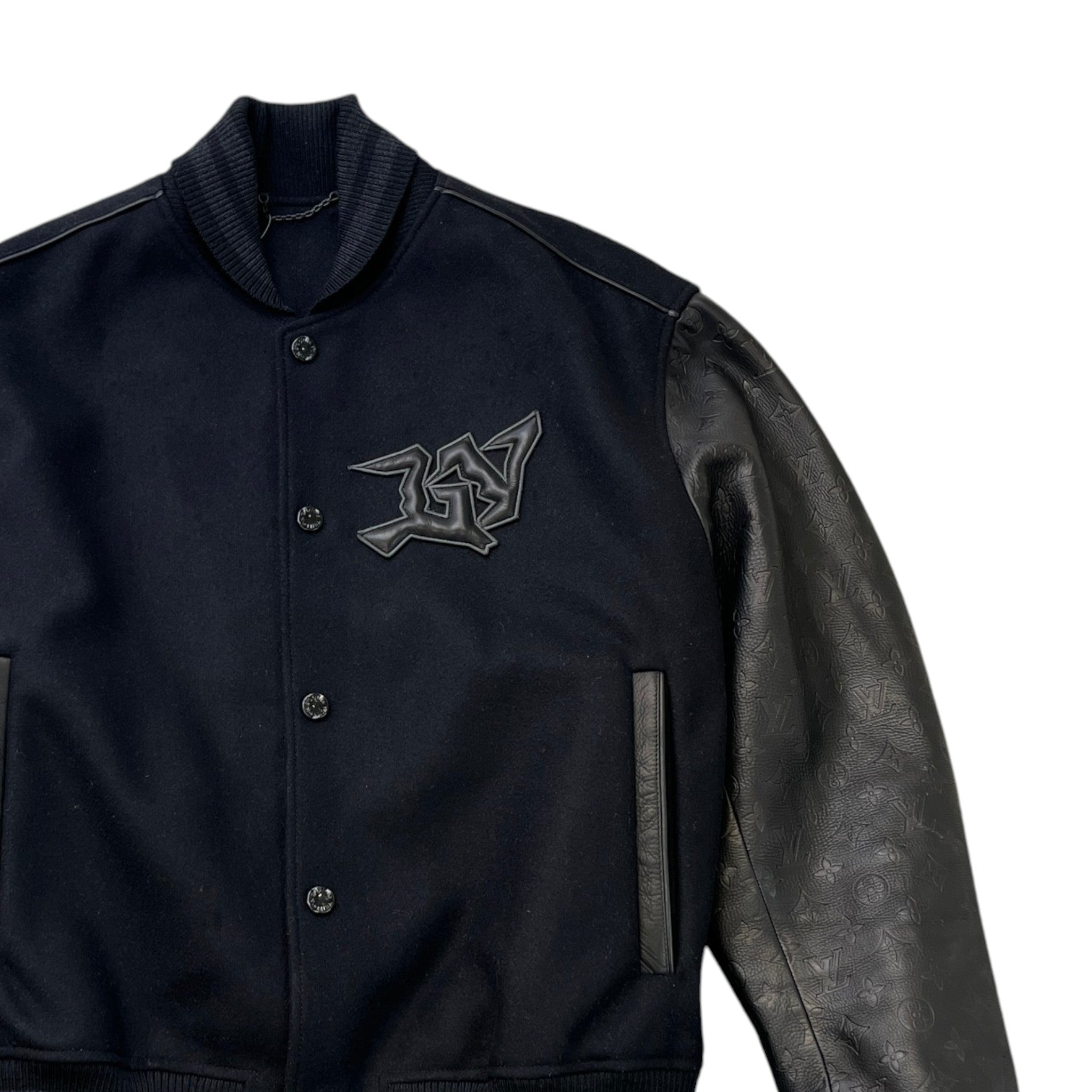 Men's Embossed Monogram Varsity Jacket Black Size IT 52 / XL