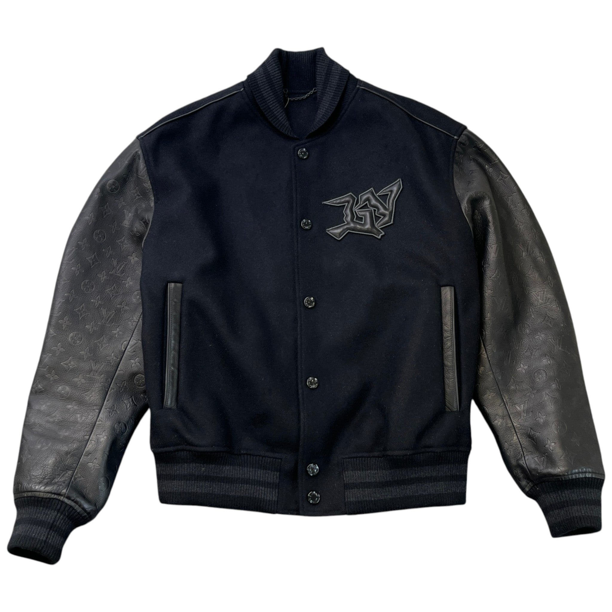 Men's Embossed Monogram Varsity Jacket Black Size IT 52 / XL