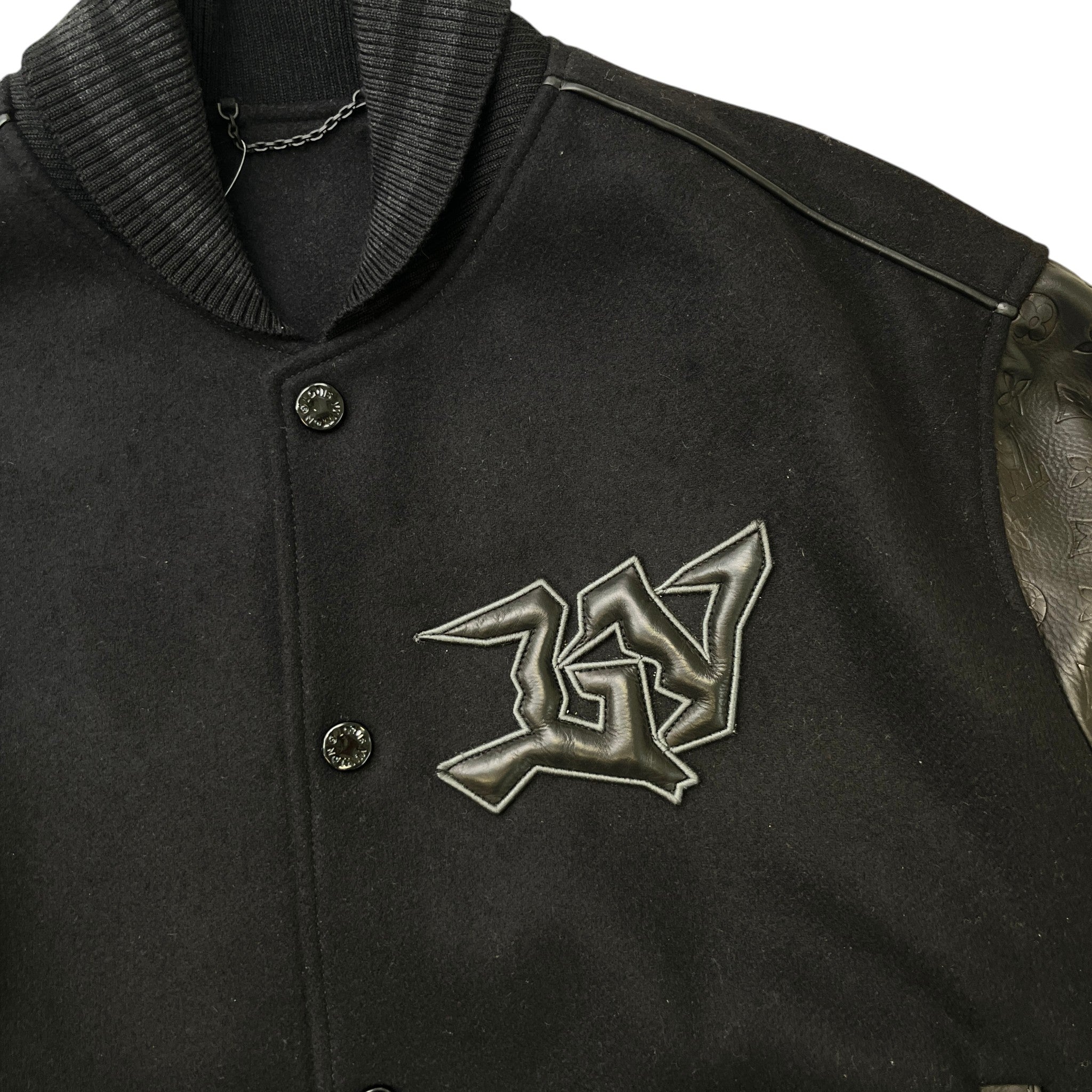 Men's Embossed Monogram Varsity Jacket Black Size IT 52 / XL