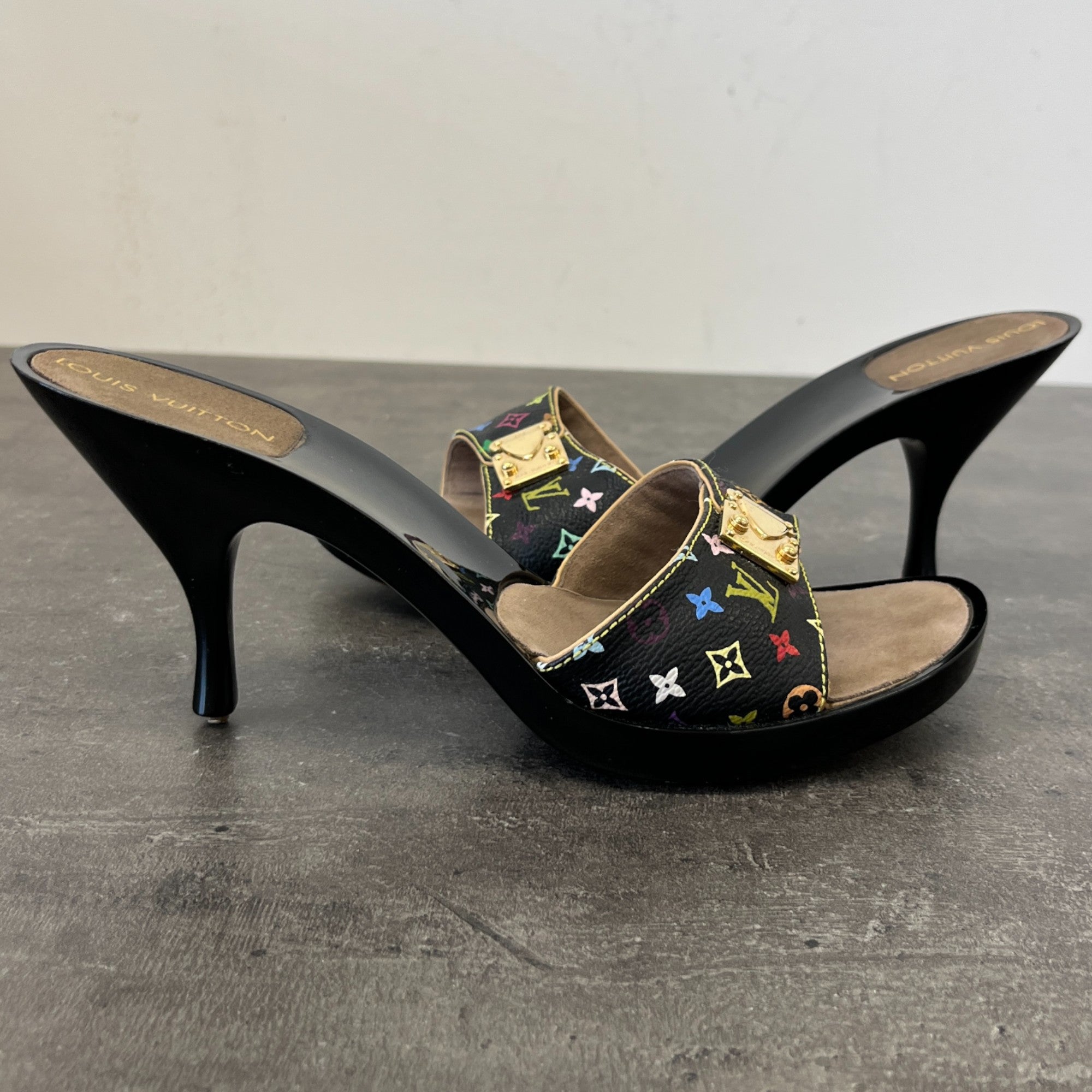 Women's Multicolor Monogram Murakami Heels Black Size EU 38 / UK 5