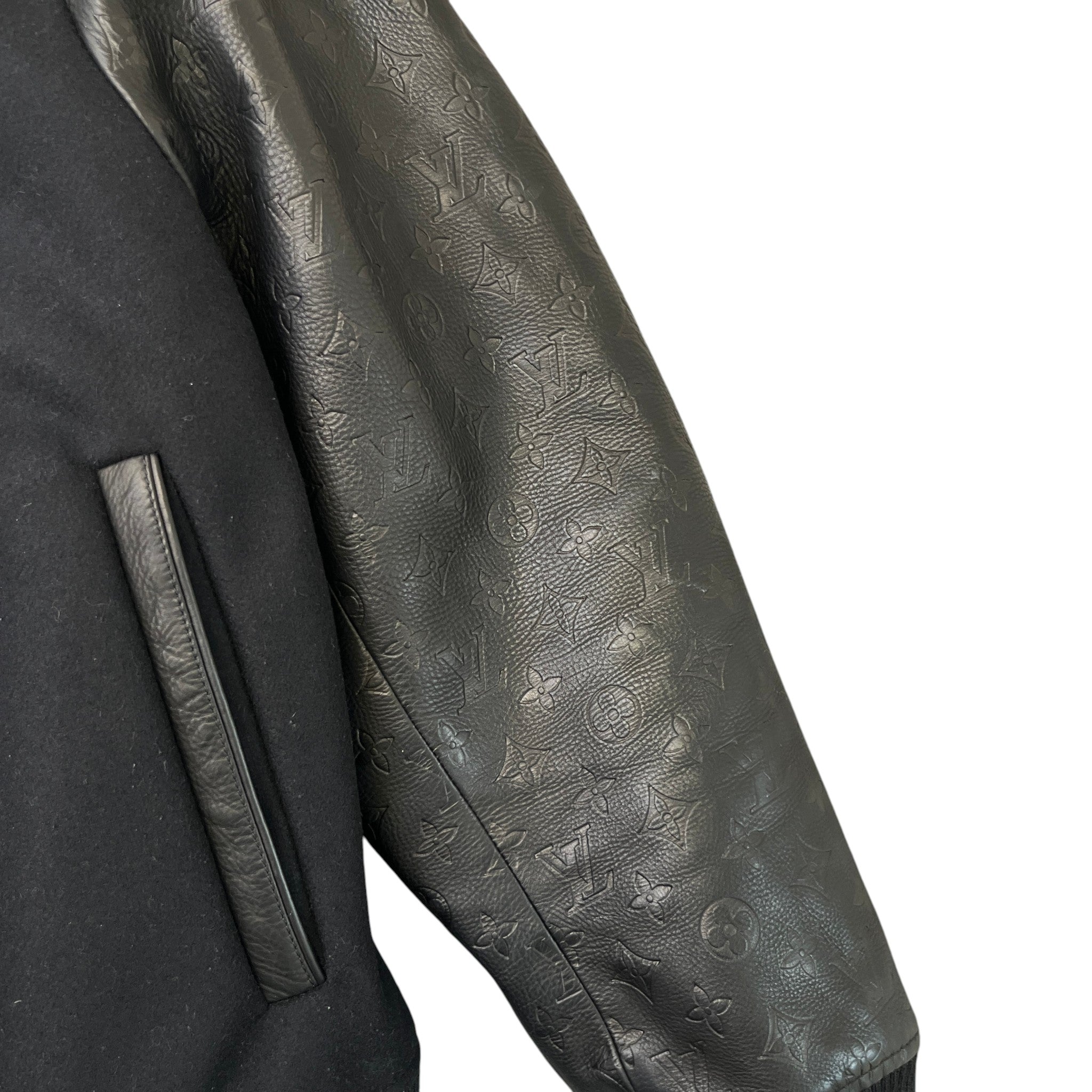 Men's Embossed Monogram Varsity Jacket Black Size IT 52 / XL