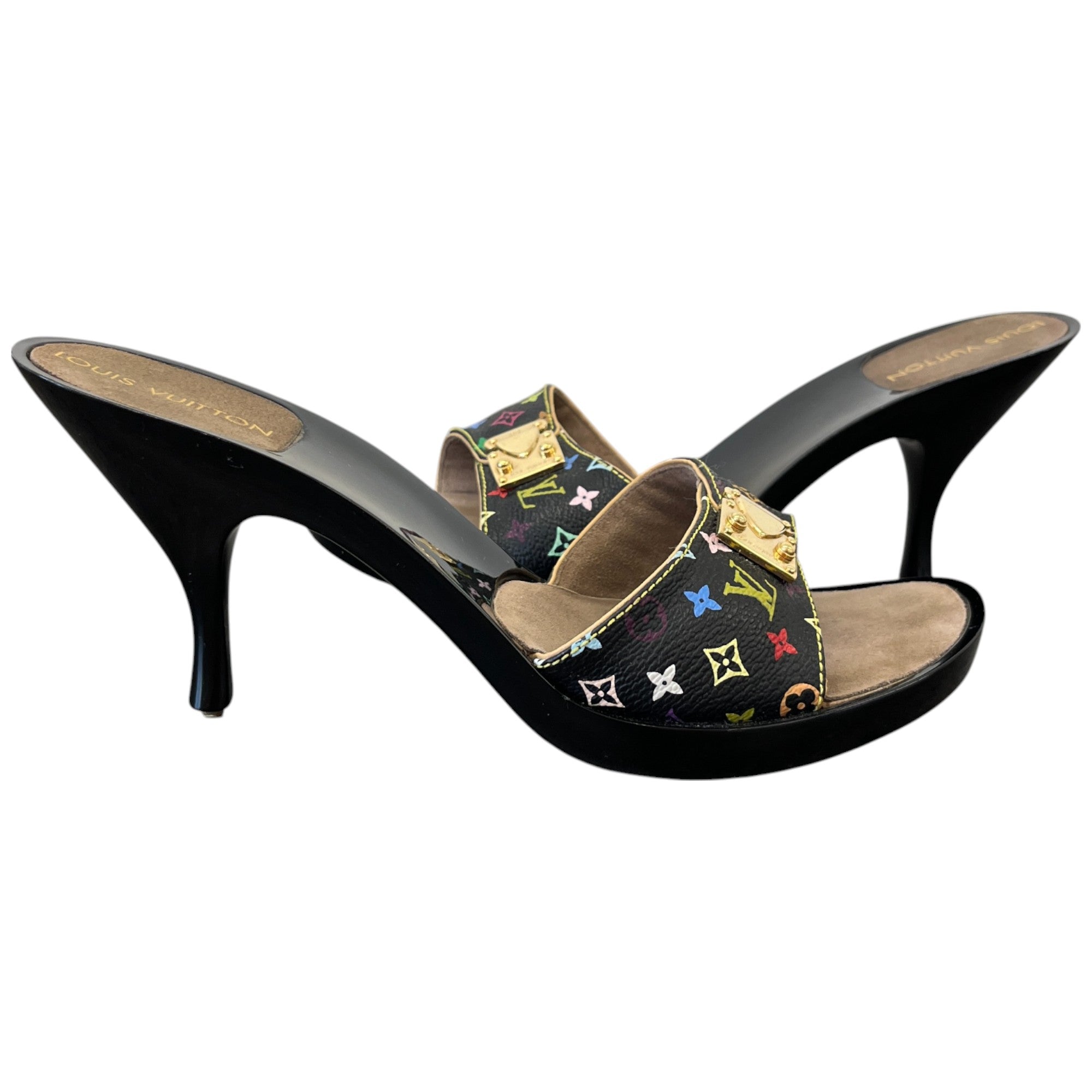 Women's Multicolor Monogram Murakami Heels Black Size EU 38 / UK 5