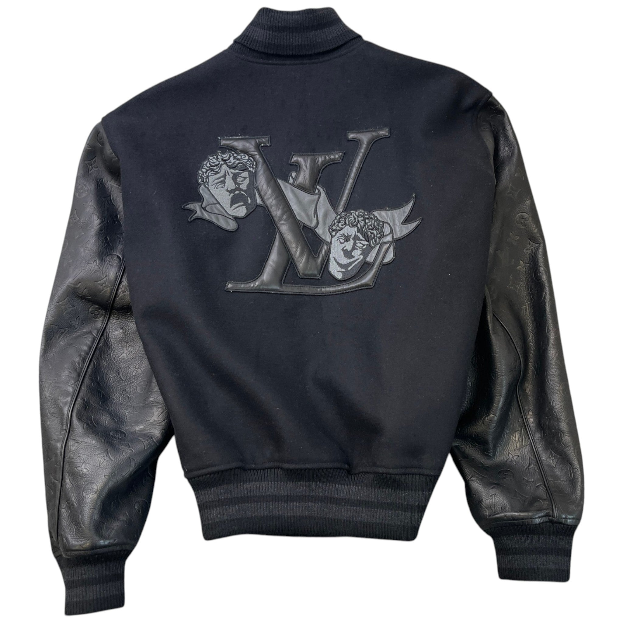 Men's Embossed Monogram Varsity Jacket Black Size IT 52 / XL