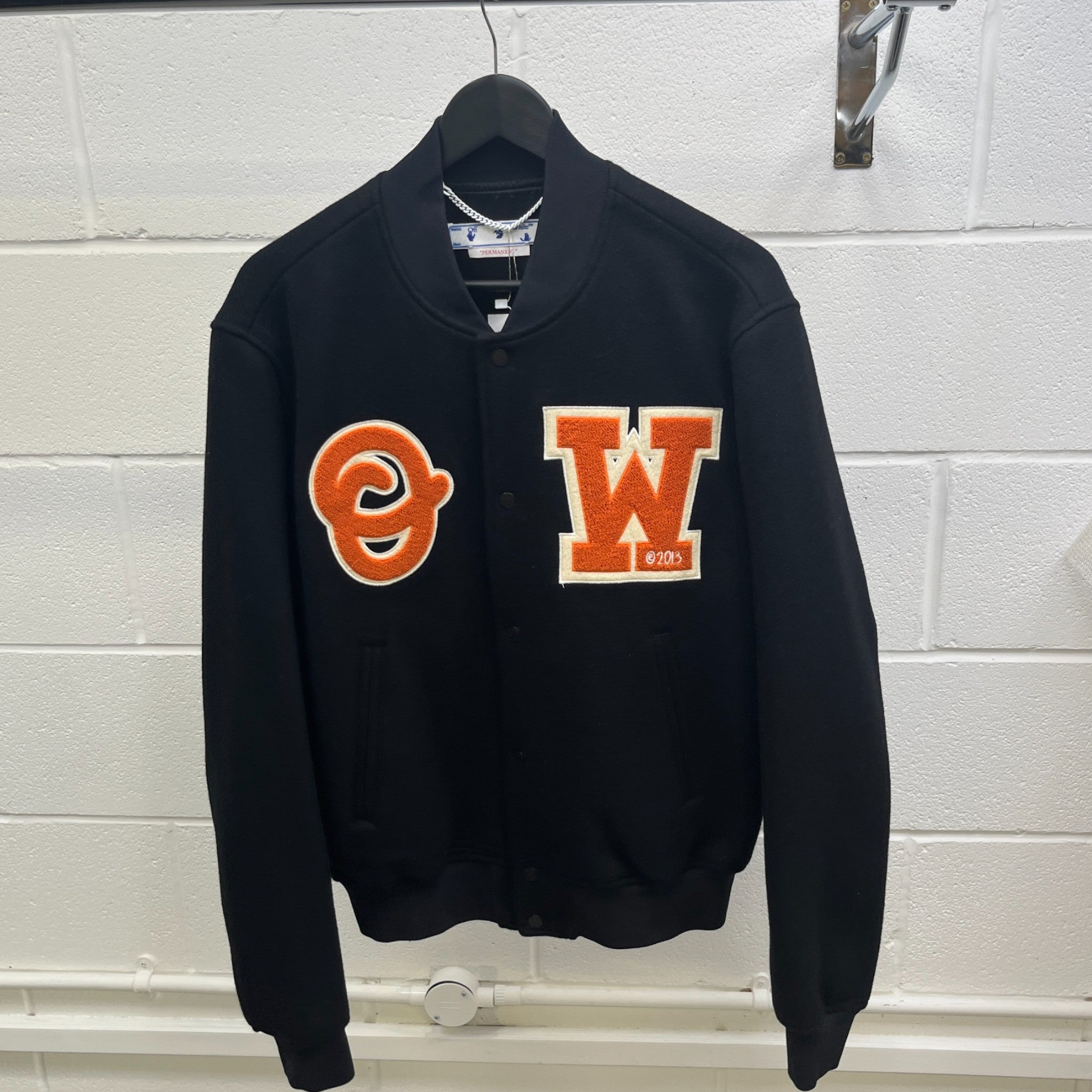 Men's Logo Varsity Jacket Black Size XL