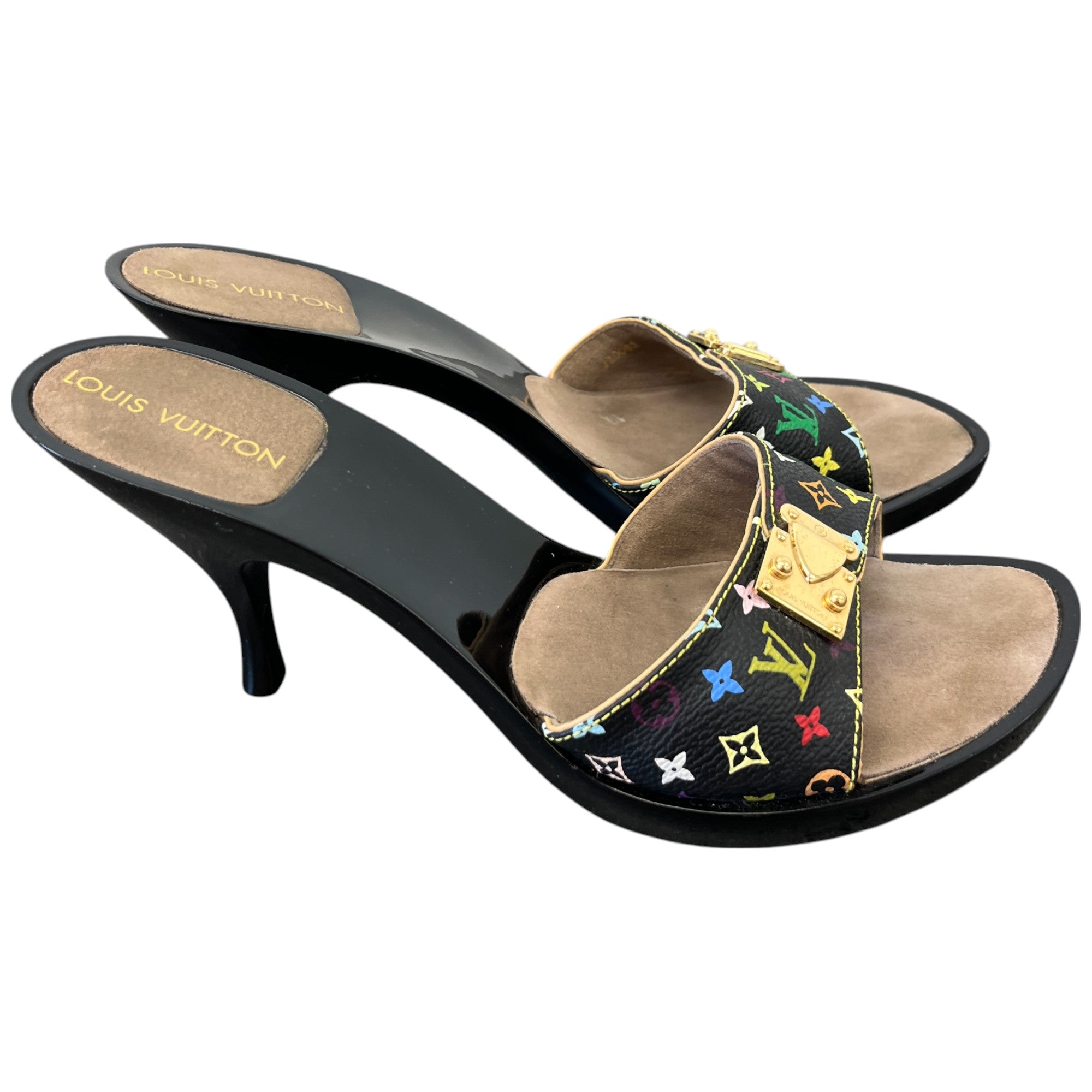 Women's Multicolor Monogram Murakami Heels Black Size EU 38 / UK 5