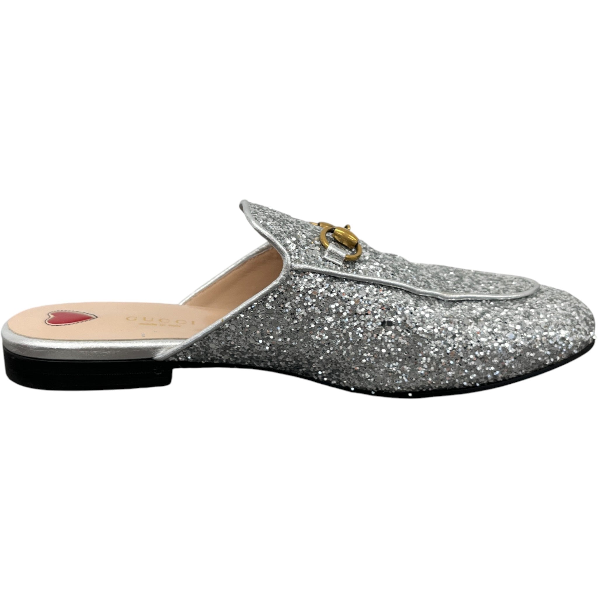 Women's Princetown Glitter Loafers Silver Size EU 38 / UK 5