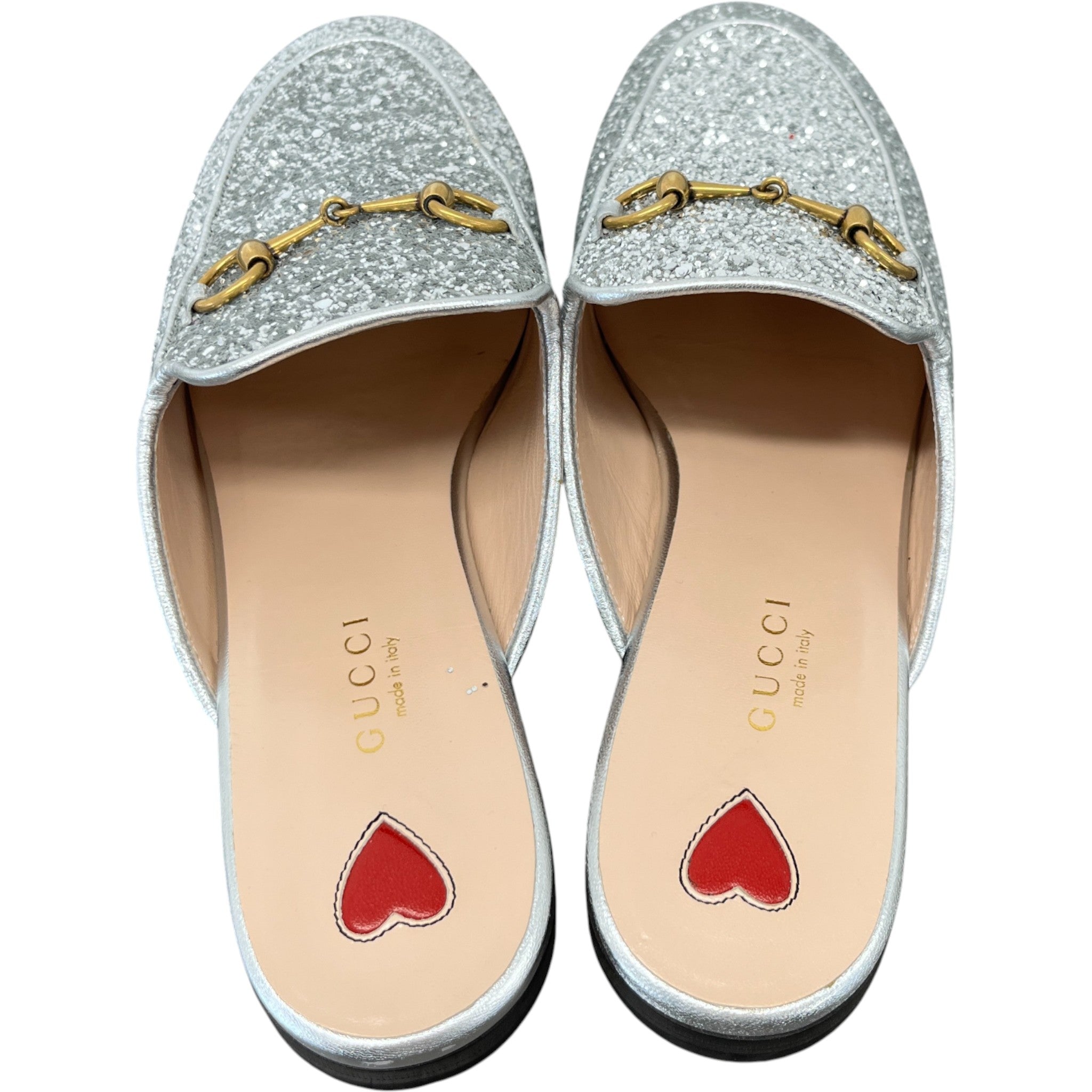 Women's Princetown Glitter Loafers Silver Size EU 38 / UK 5