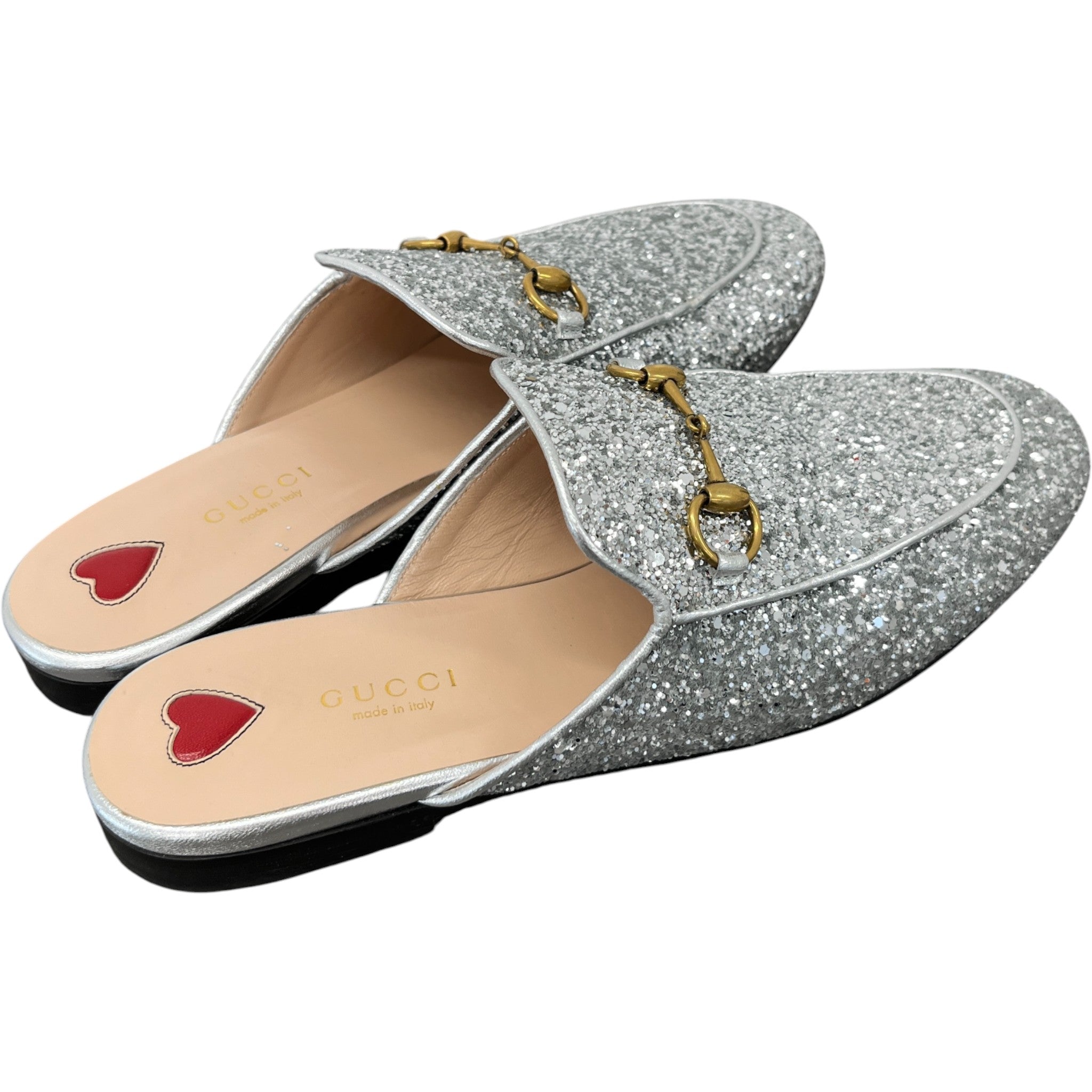 Women's Princetown Glitter Loafers Silver Size EU 38 / UK 5