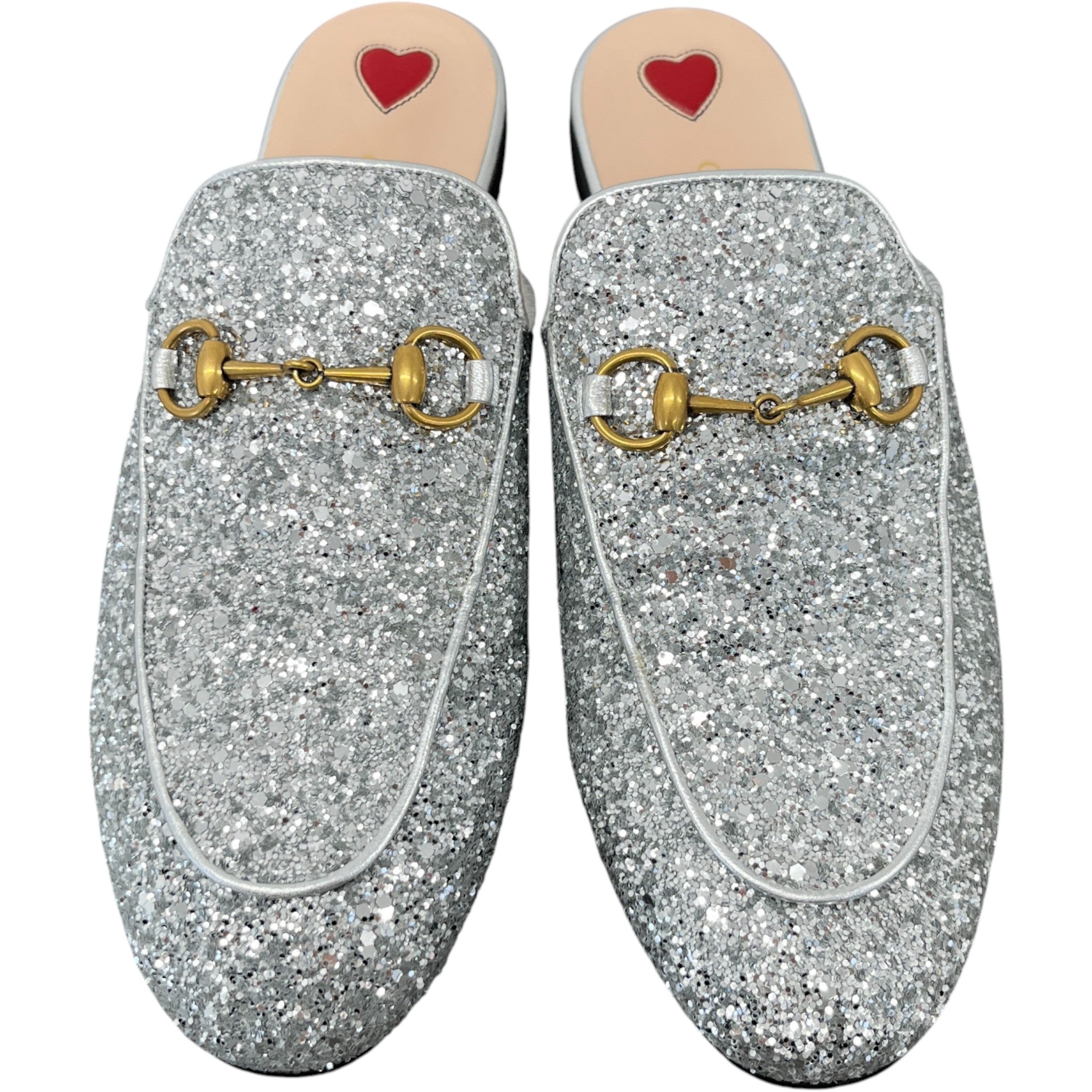 Women's Princetown Glitter Loafers Silver Size EU 38 / UK 5