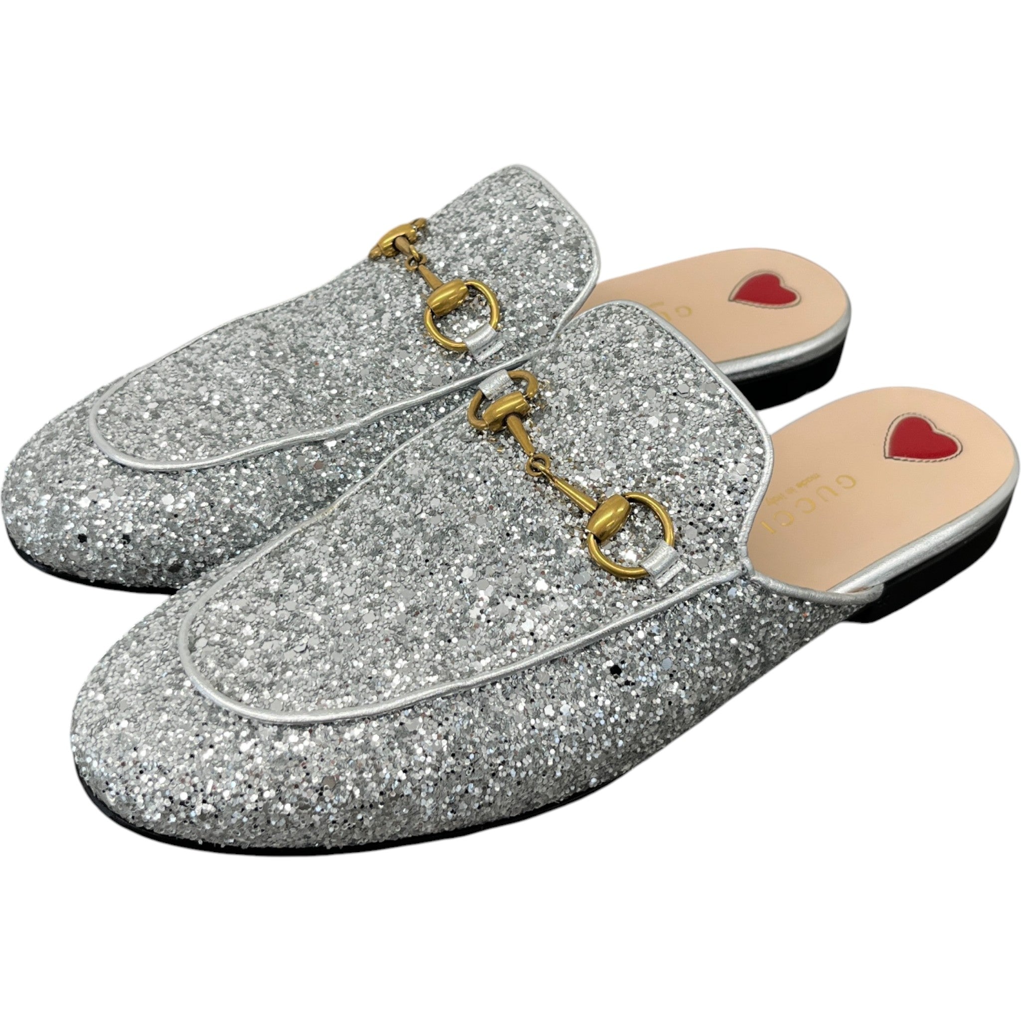 Women's Princetown Glitter Loafers Silver Size EU 38 / UK 5