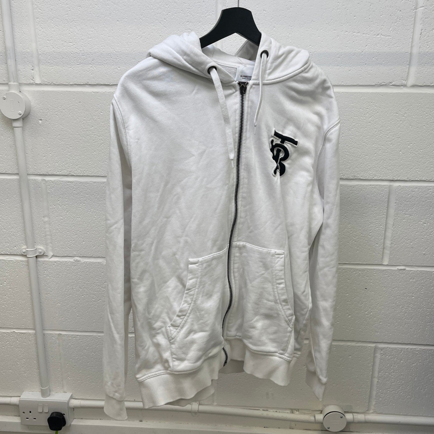 Men's Embroidered Logo Hoodie White Size M