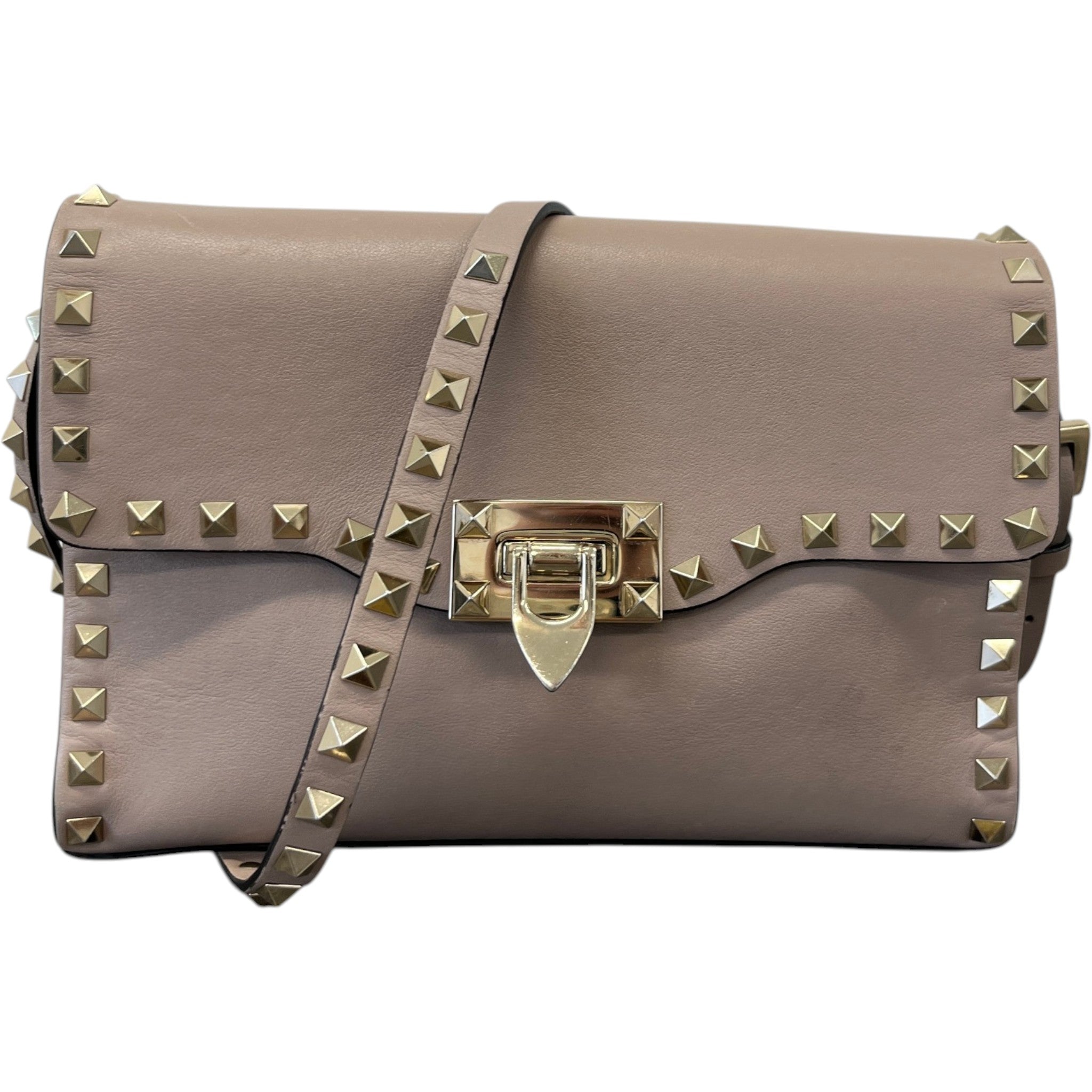 Women's Small Rockstud Crossbody Bag Nude