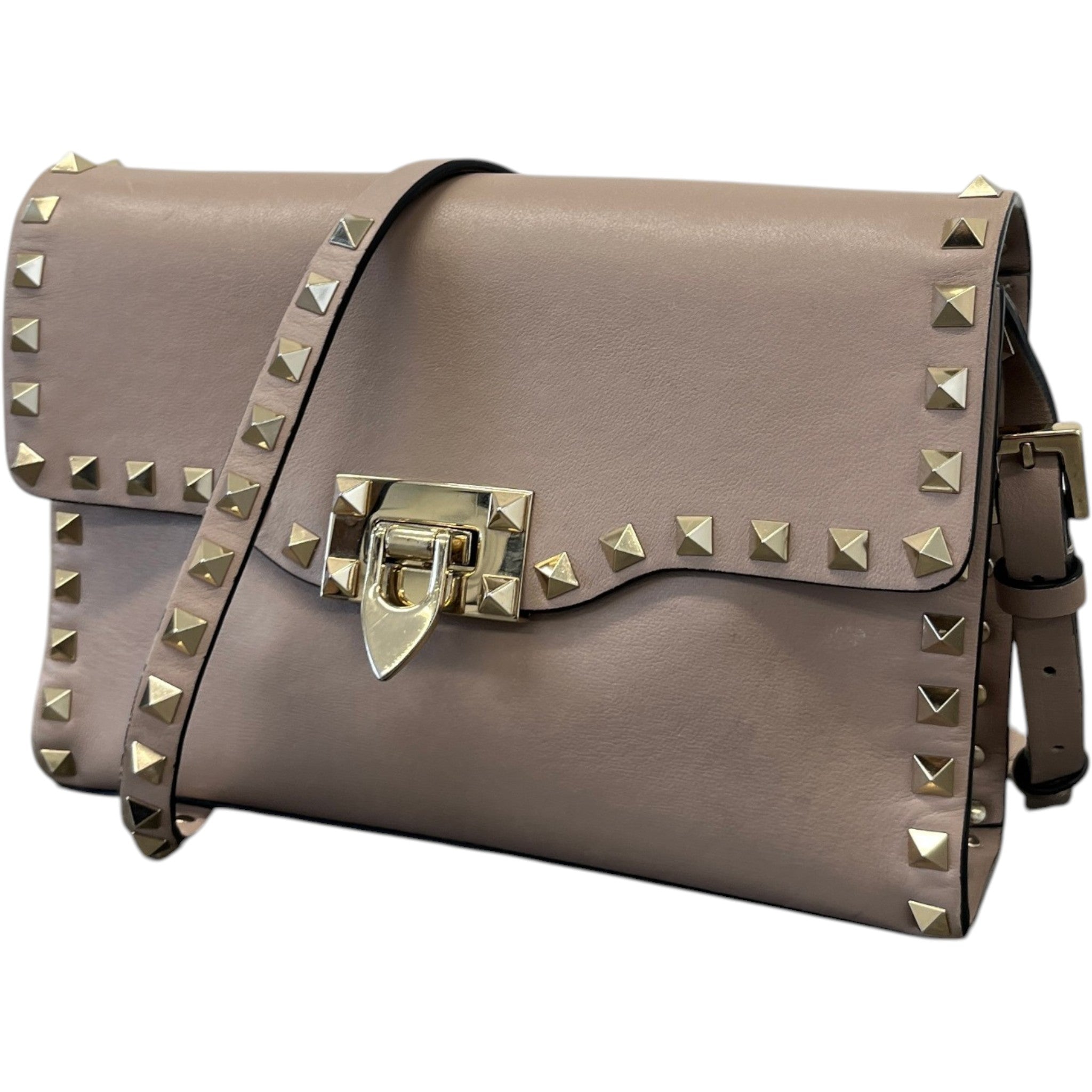 Women's Small Rockstud Crossbody Bag Nude