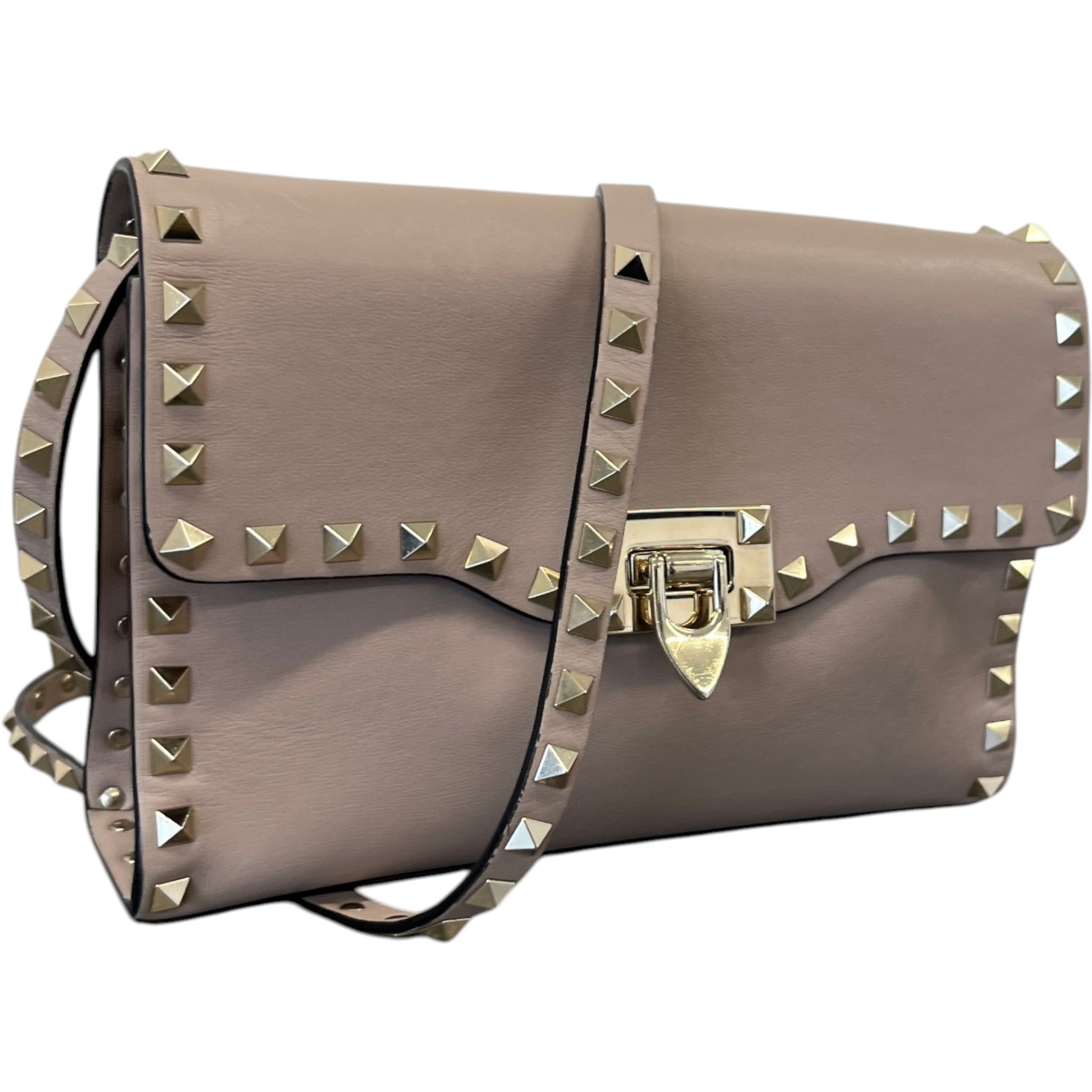 Women's Small Rockstud Crossbody Bag Nude