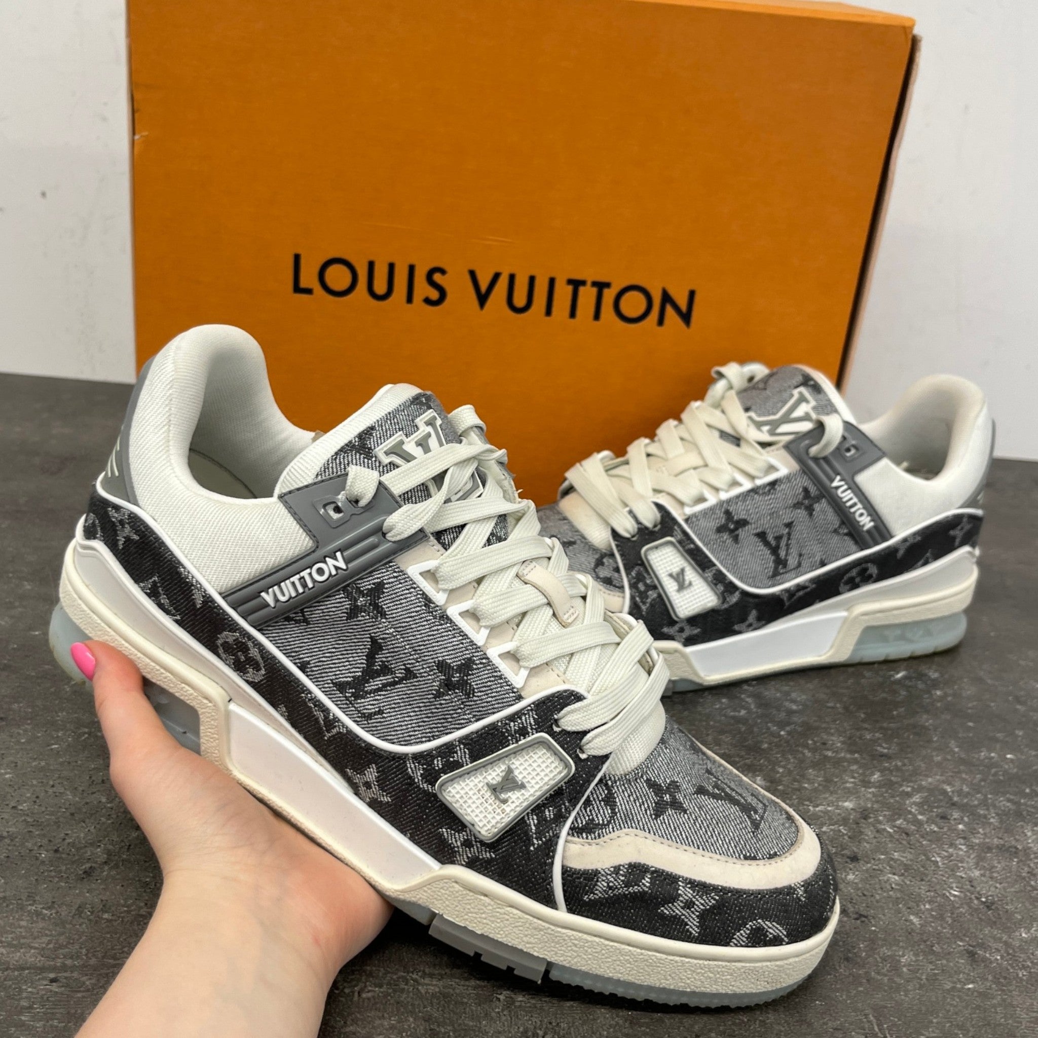 Men's Lv Denim Low Trainers Grey Size EU 41 / UK 7