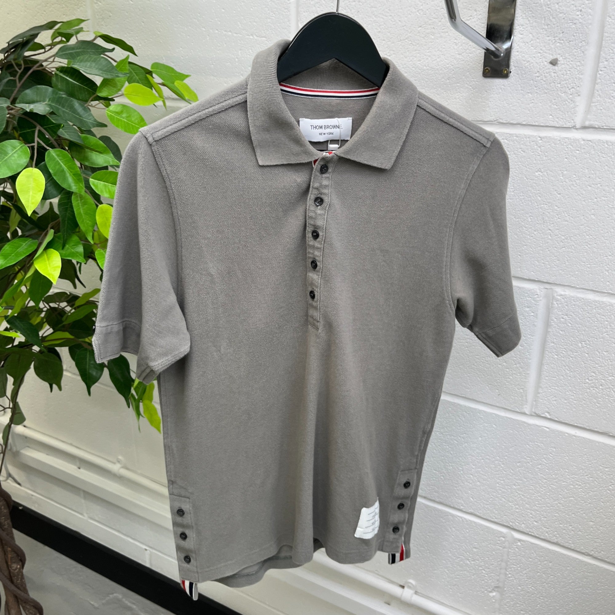 Men's Logo Patch Polo Shirt Grey Size S