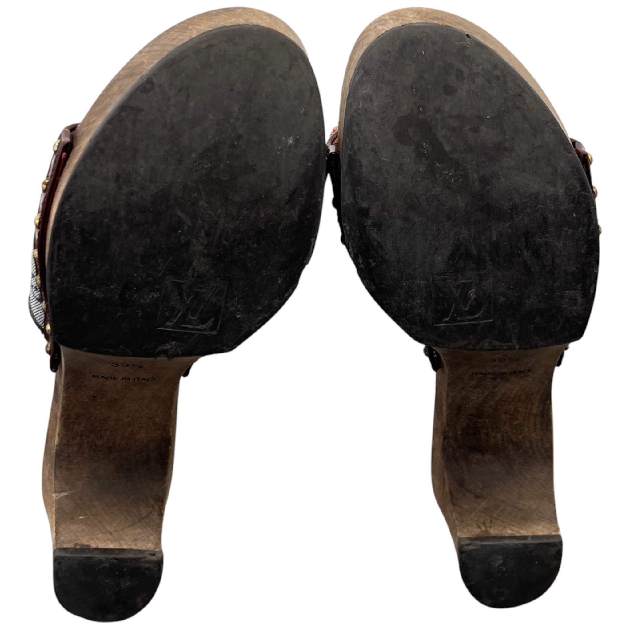 Women's Monogram Mini Lin Raffia Flower Wooden Mules Brown Size EU 39.5 / UK 6.5