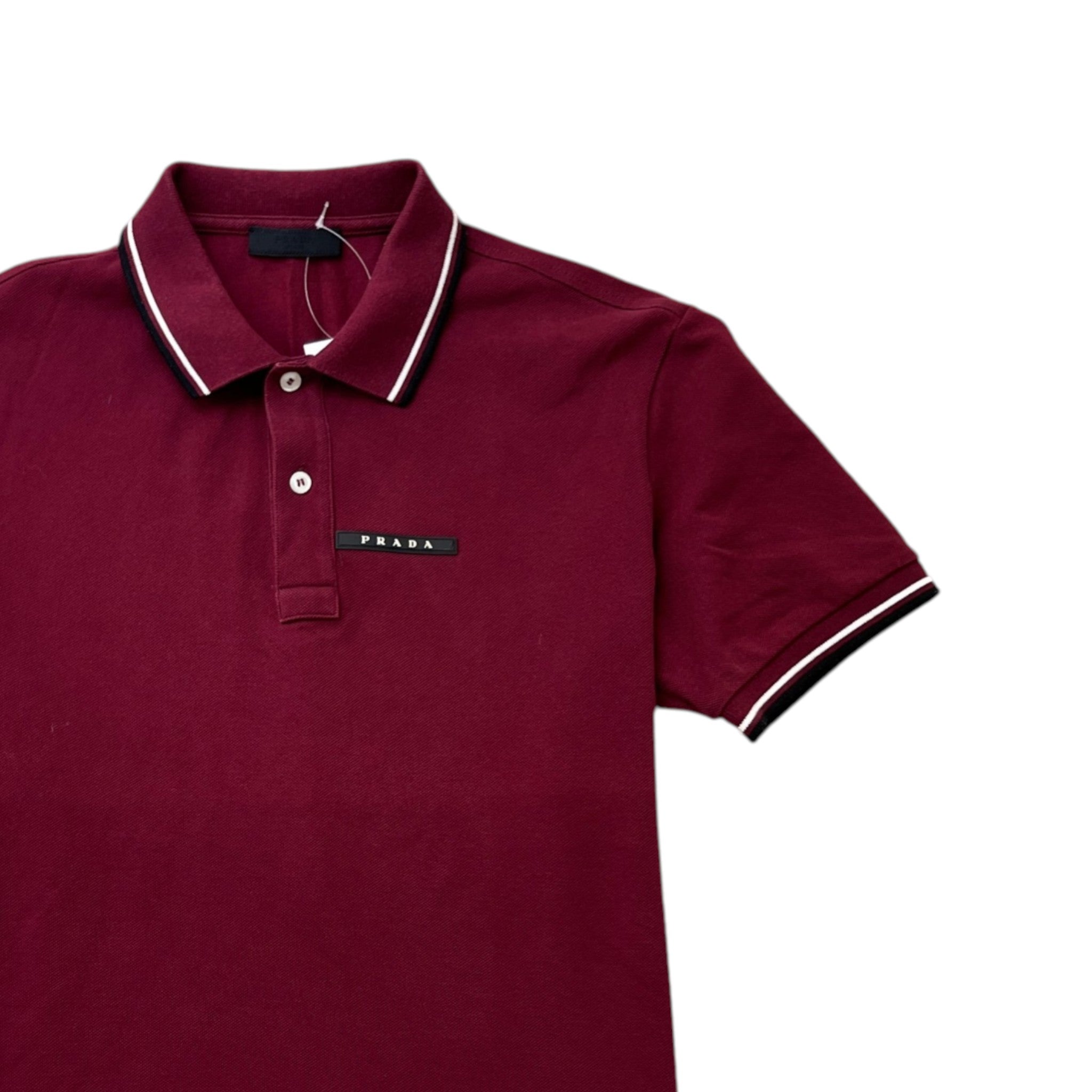 Men's Rubber Logo Polo Shirt Burgundy Size L