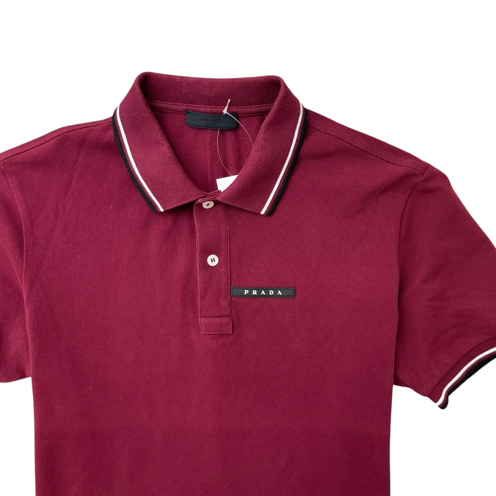 Men's Rubber Logo Polo Shirt Burgundy Size L