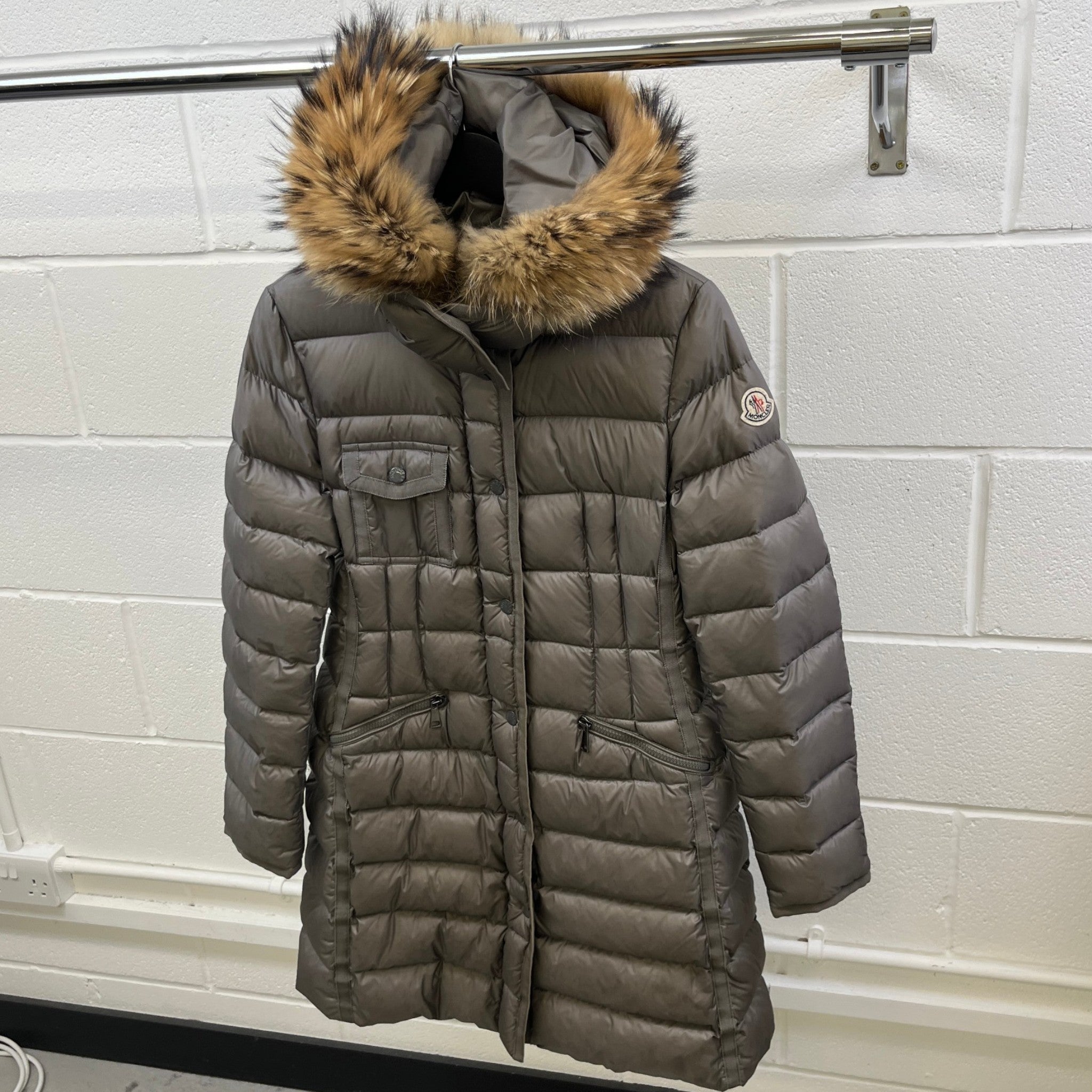 Women's Hermifur Long Down Jacket Grey Size 2 / UK 12