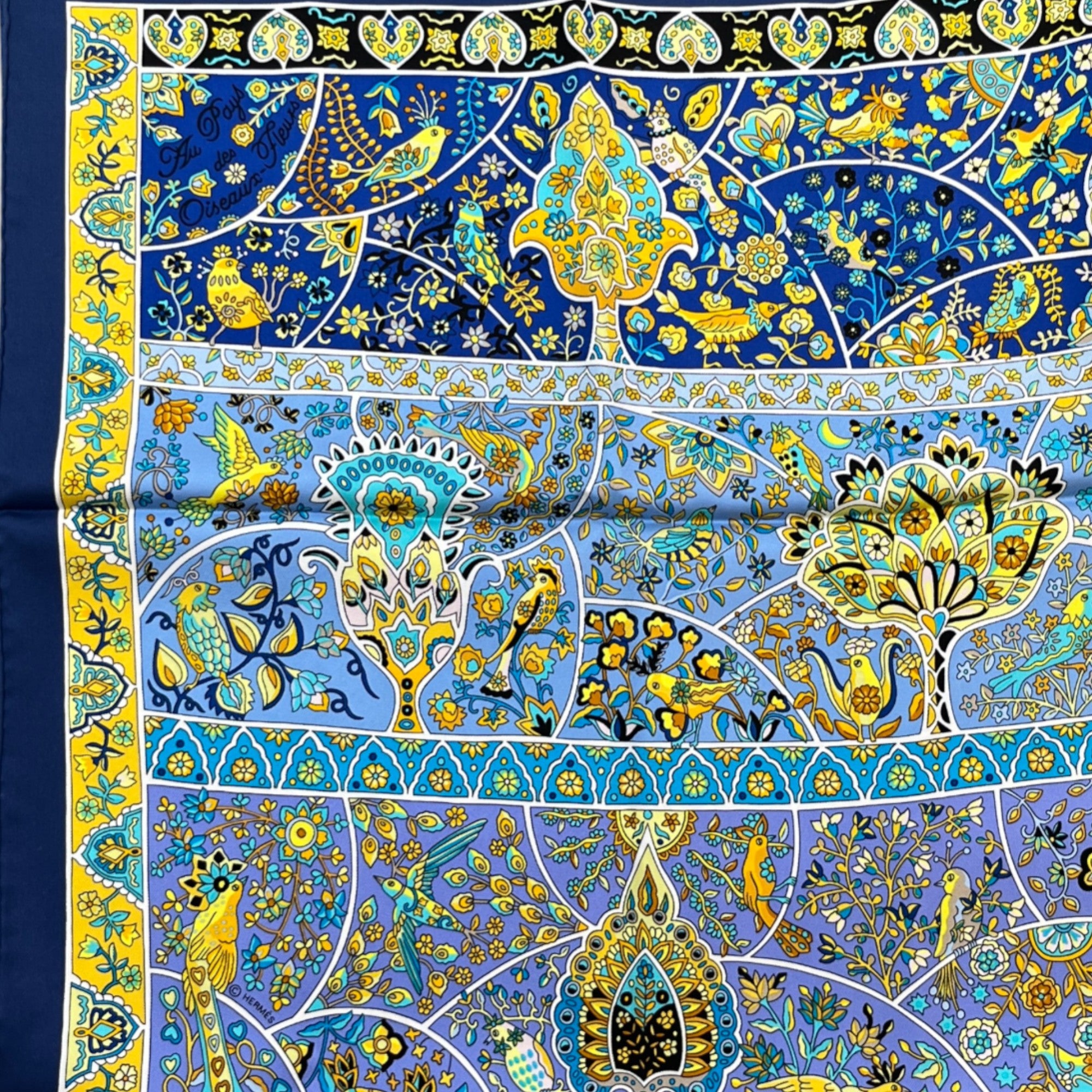 Women's Au Pays Des Oiseaux Fleurs Floral Scarf Blue