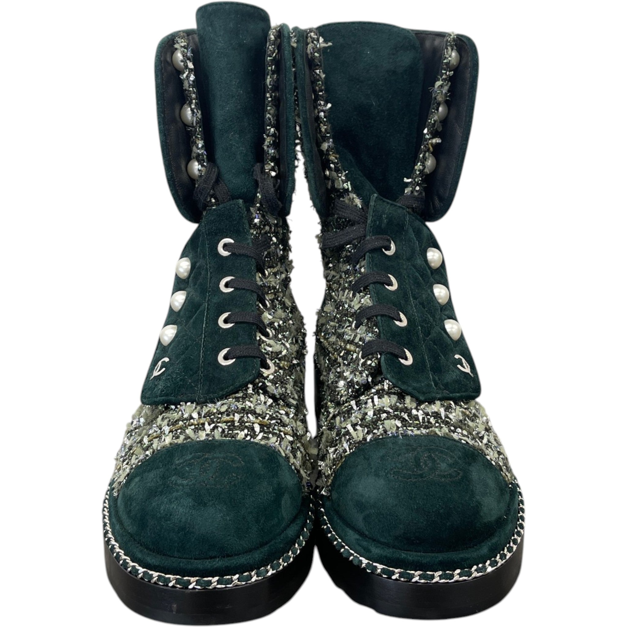 Women's Cc Logo Boots Green Size EU 37.5 / UK 4.5