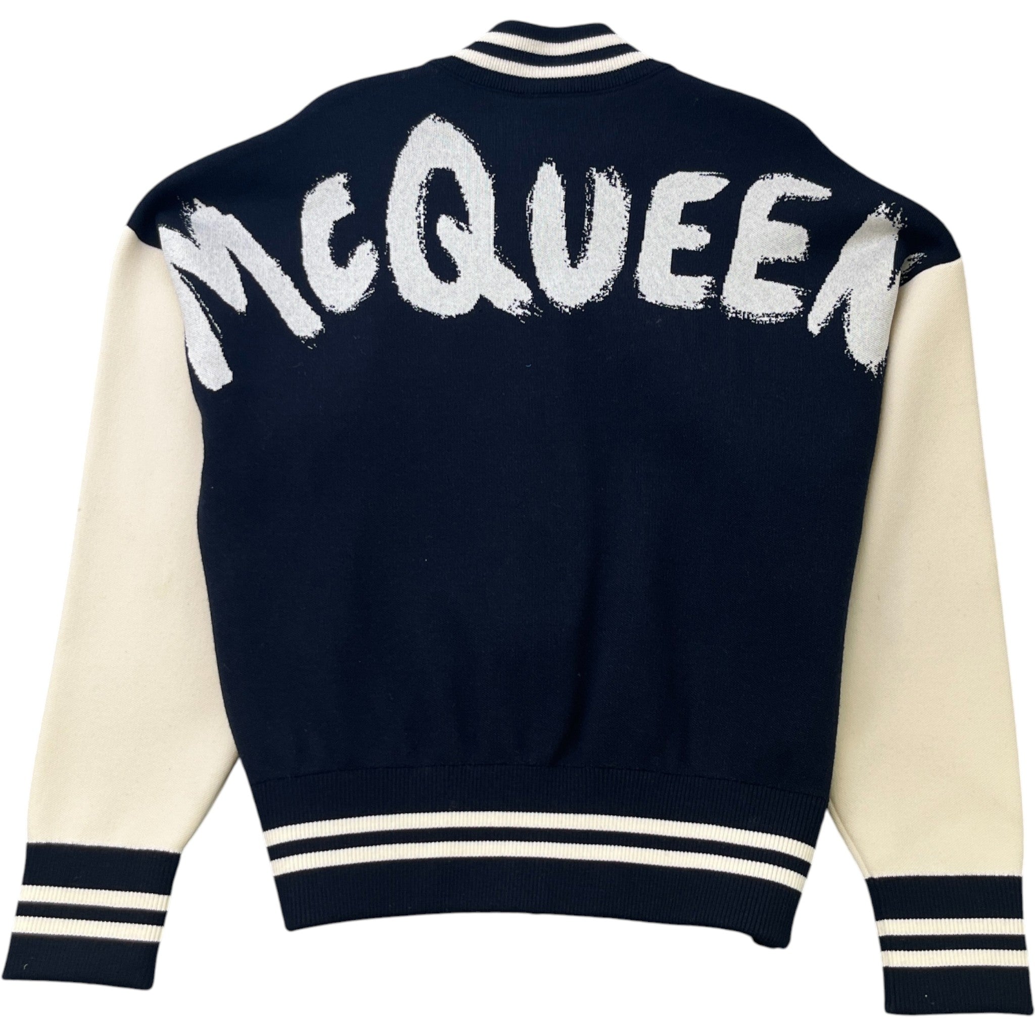 Men's Embroidered Logo Varsity Jacket Navy Size M