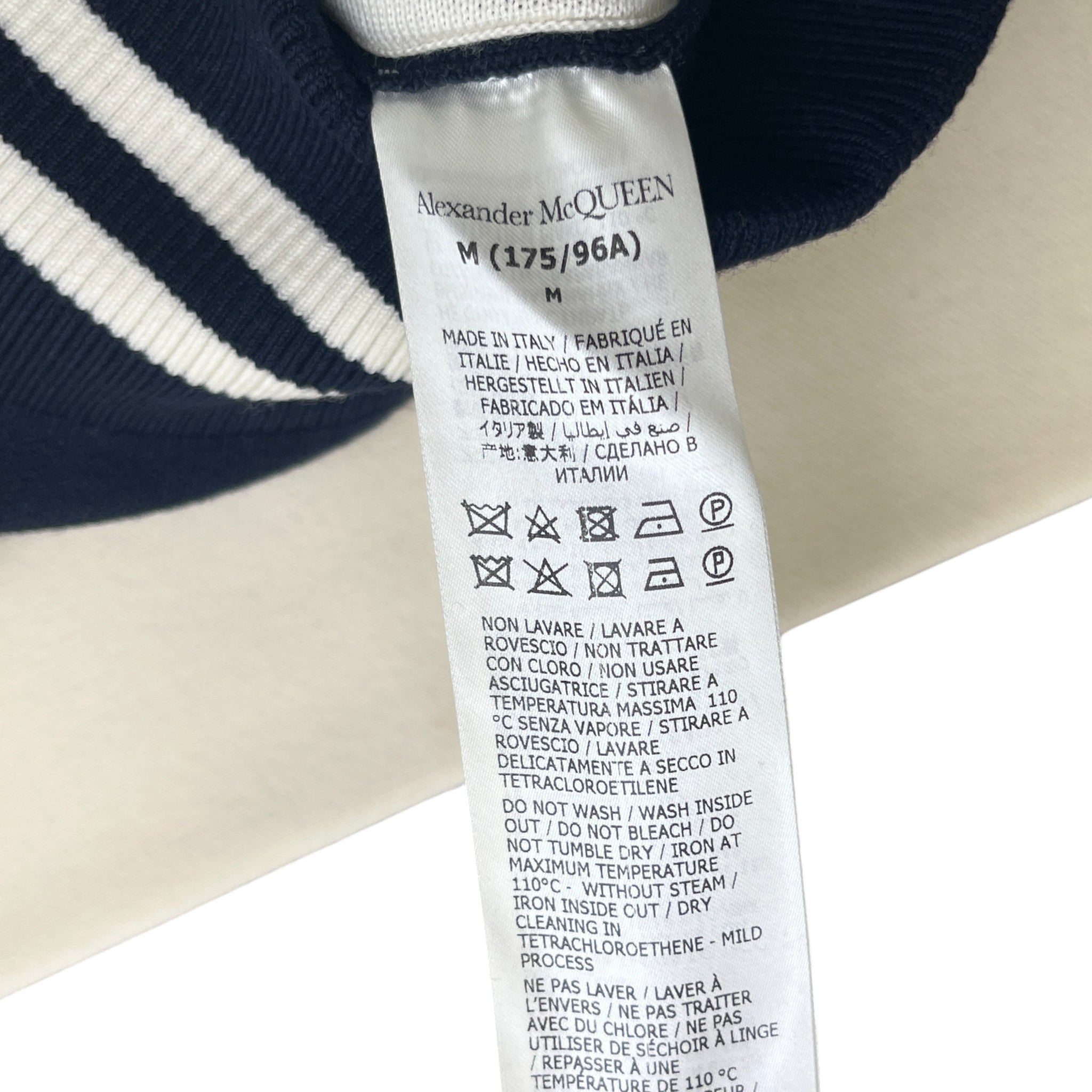 Men's Embroidered Logo Varsity Jacket Navy Size M