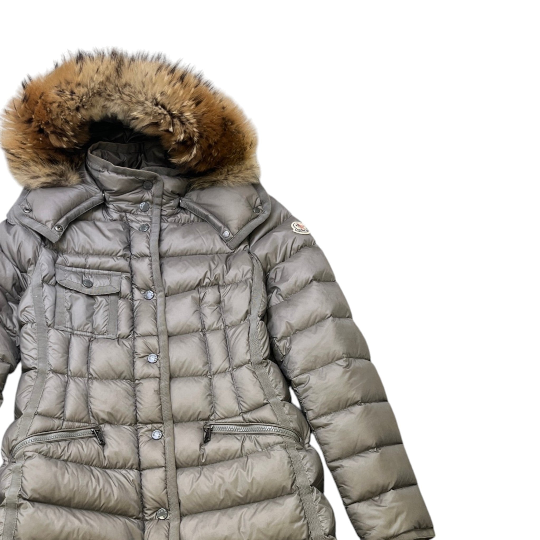 Women's Hermifur Long Down Jacket Grey Size 2 / UK 12