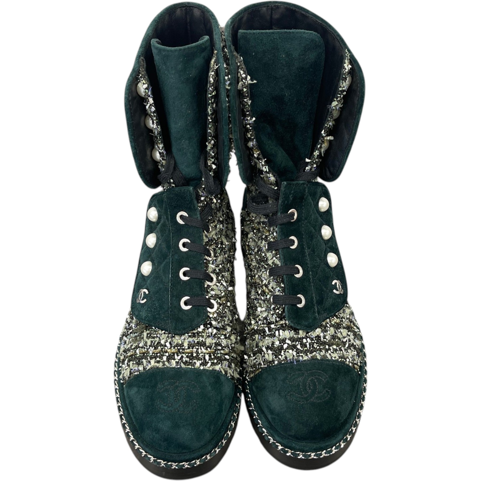 Women's Cc Logo Boots Green Size EU 37.5 / UK 4.5