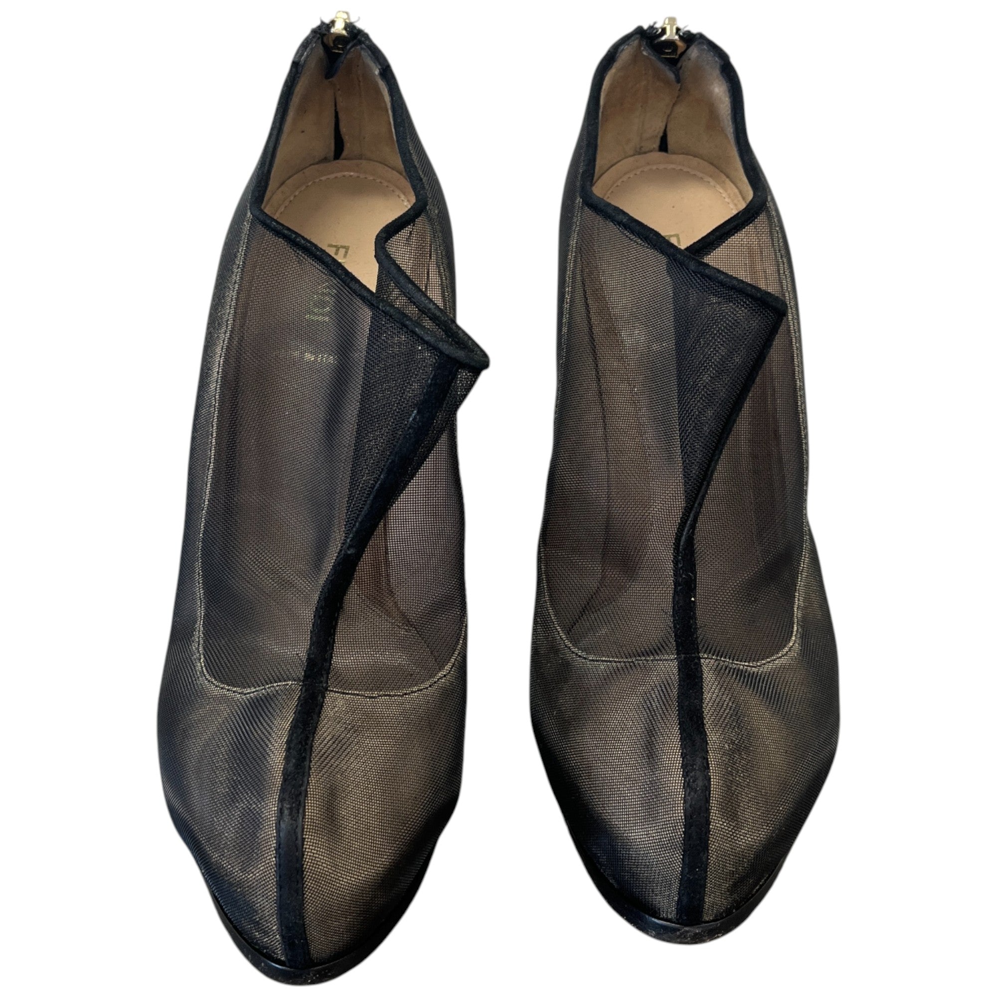 Women's Zipper Detail Mesh Heels Black Size EU 39 / UK 6