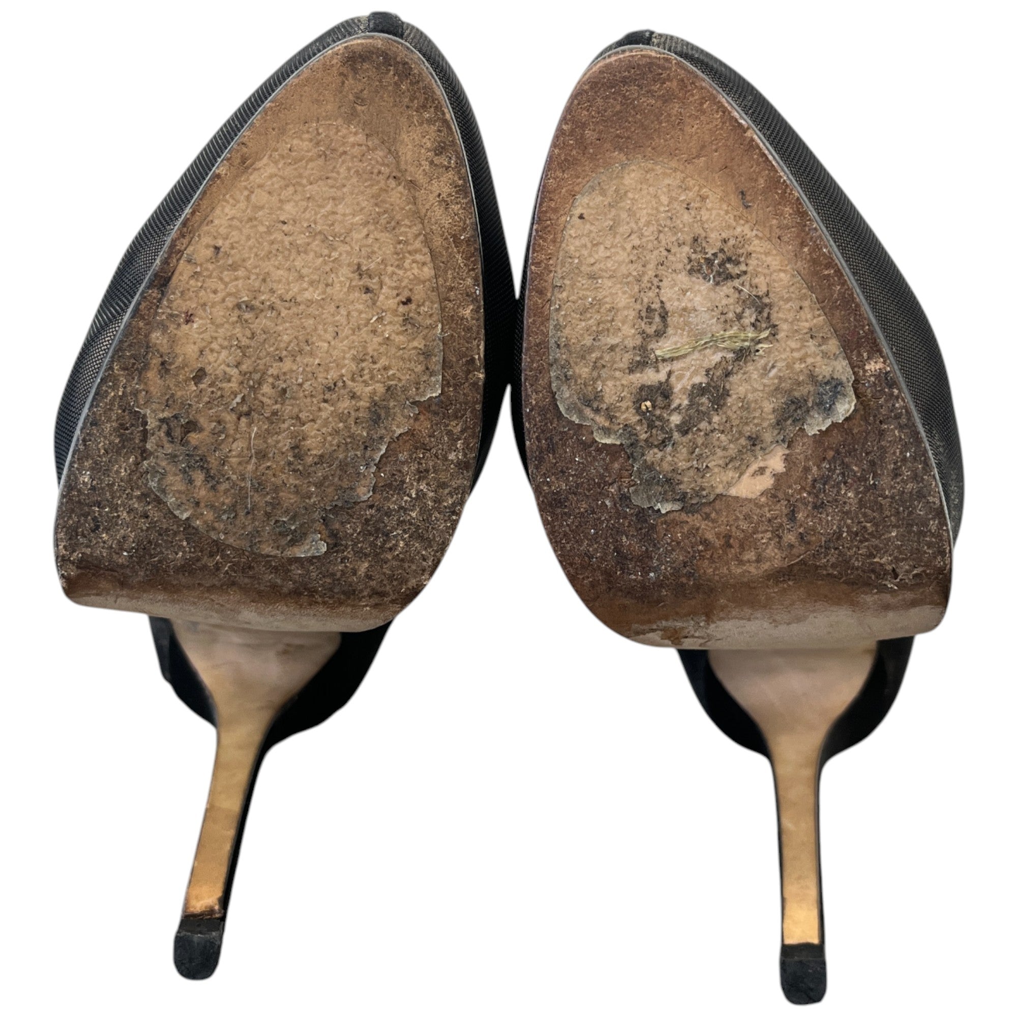 Women's Zipper Detail Mesh Heels Black Size EU 39 / UK 6