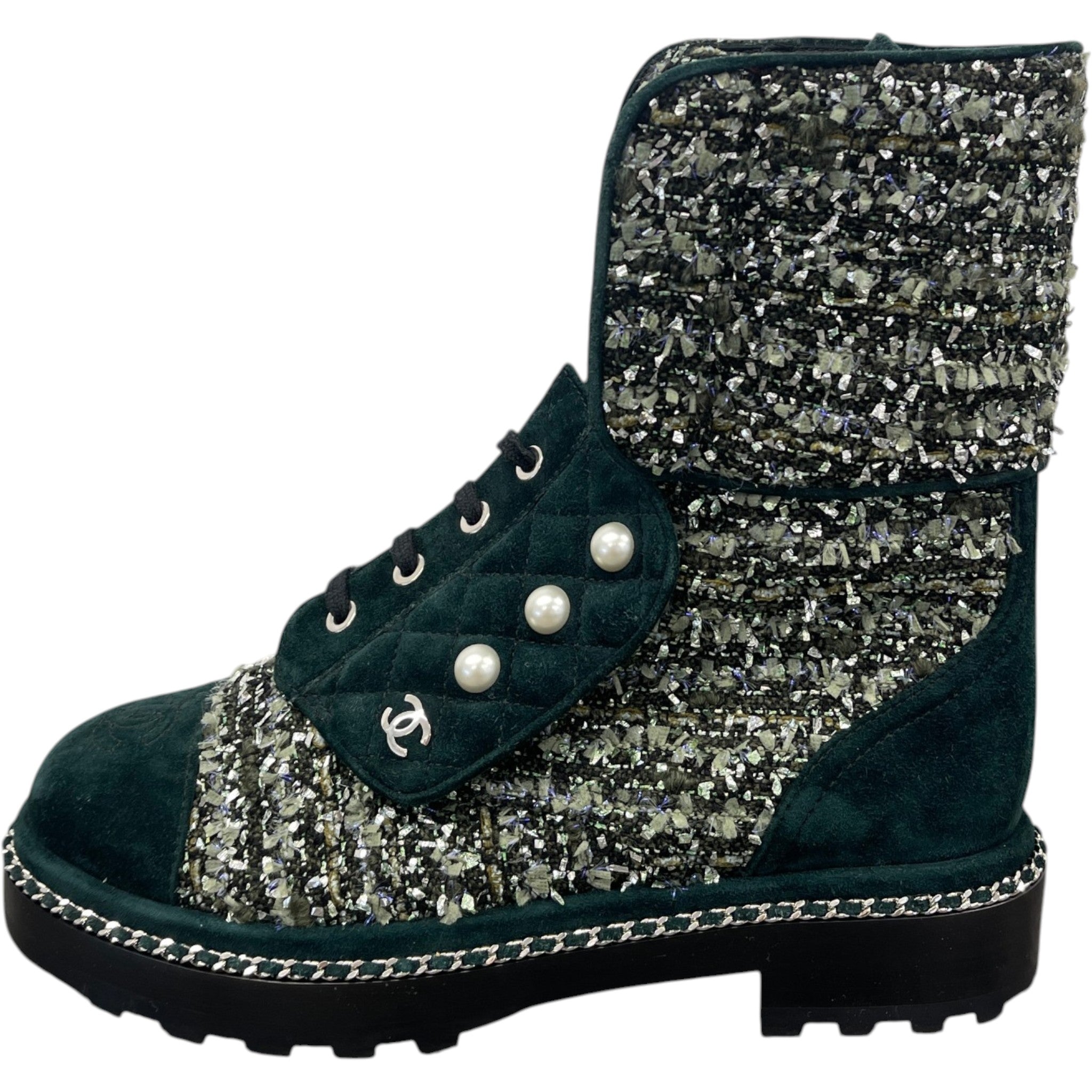 Women's Cc Logo Boots Green Size EU 37.5 / UK 4.5