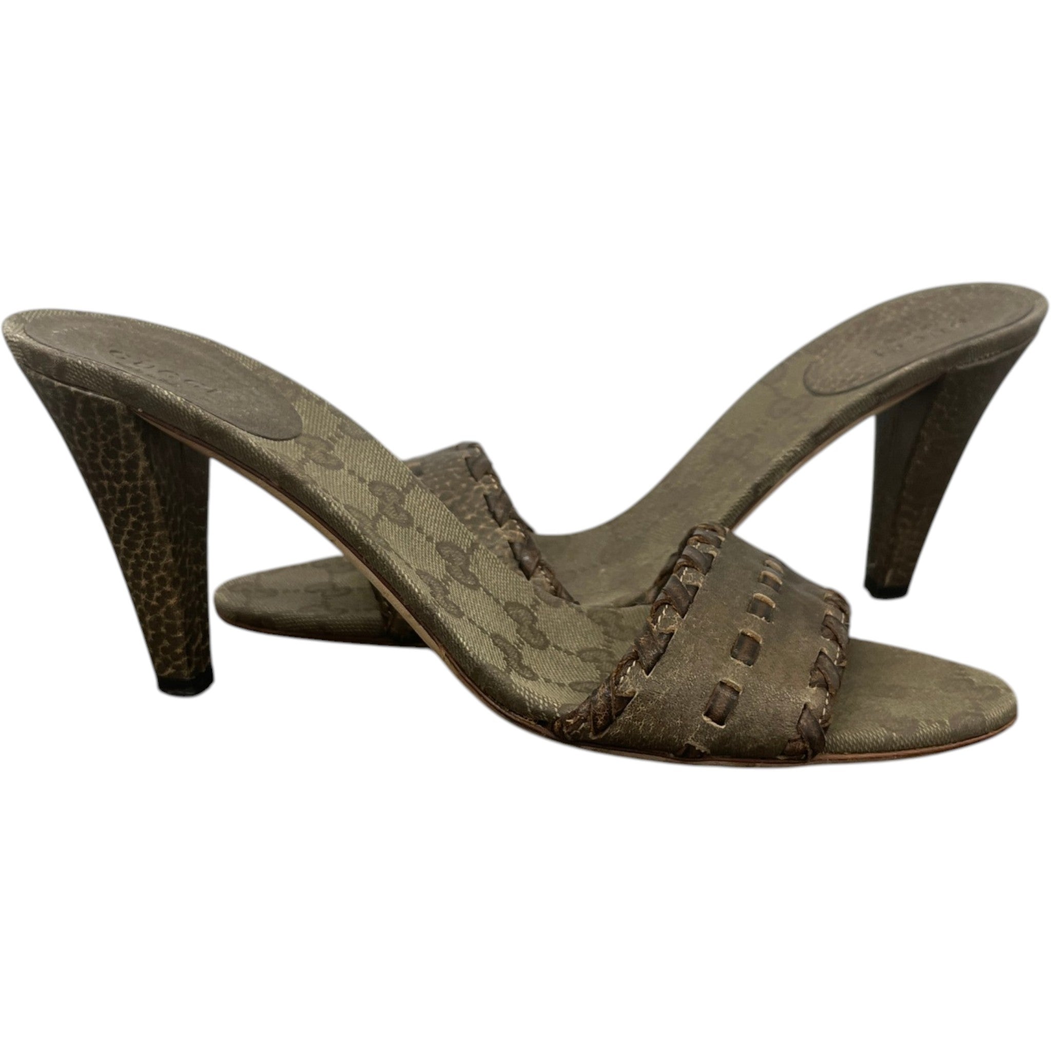 Women's Woven Leather Heels Beige Size EU 40 / UK 7