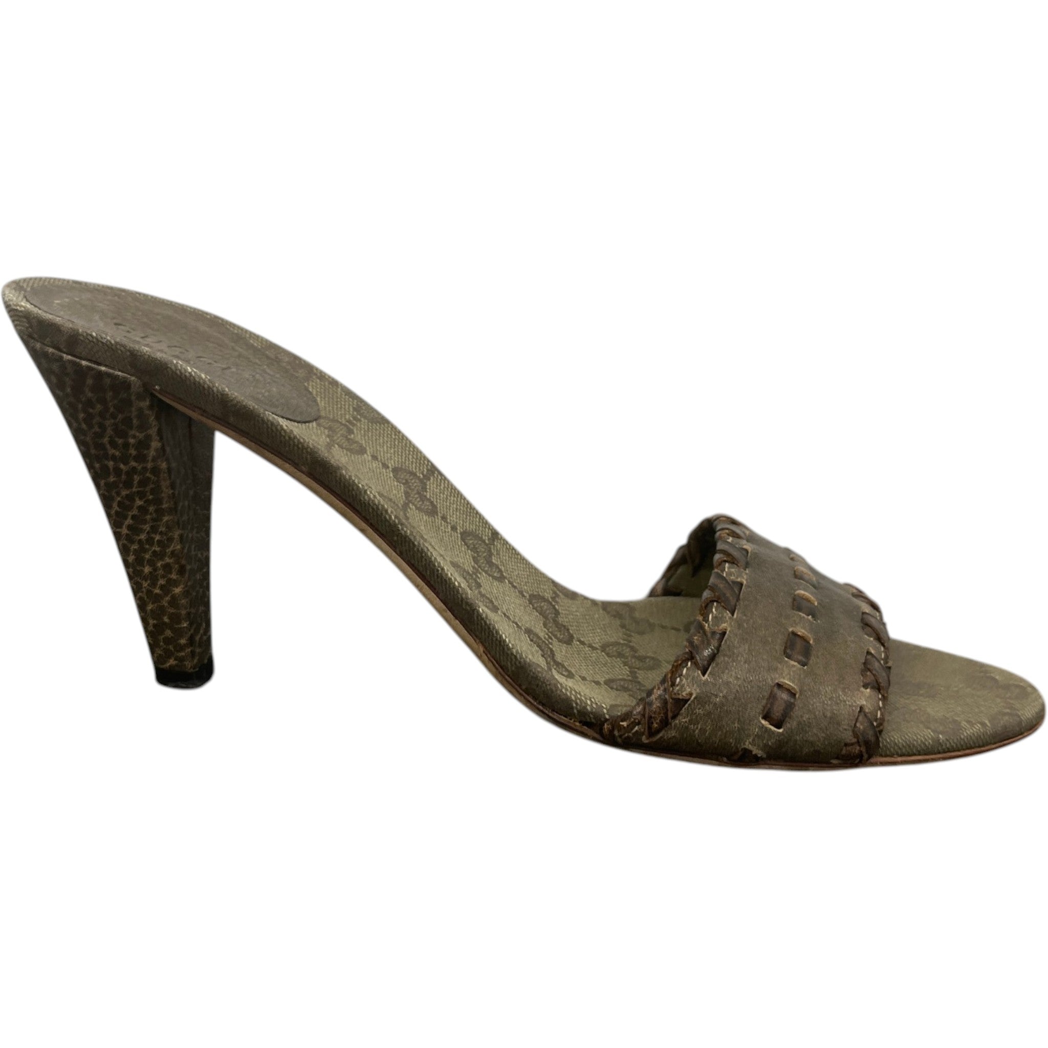 Women's Woven Leather Heels Beige Size EU 40 / UK 7