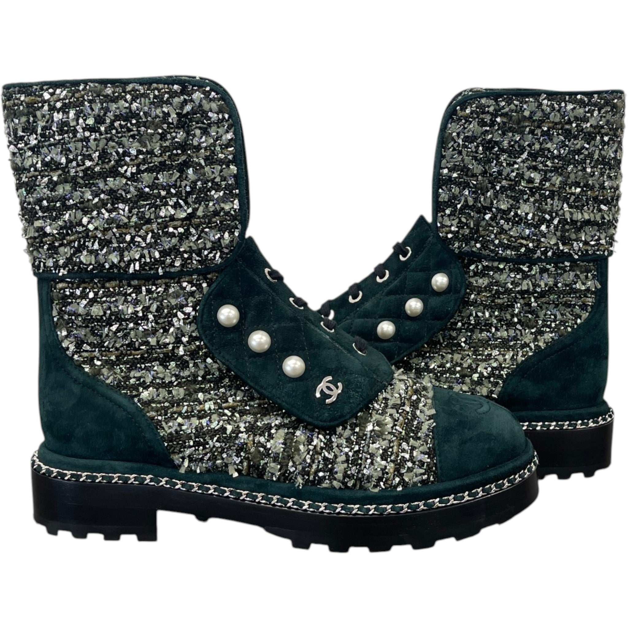 Women's Cc Logo Boots Green Size EU 37.5 / UK 4.5