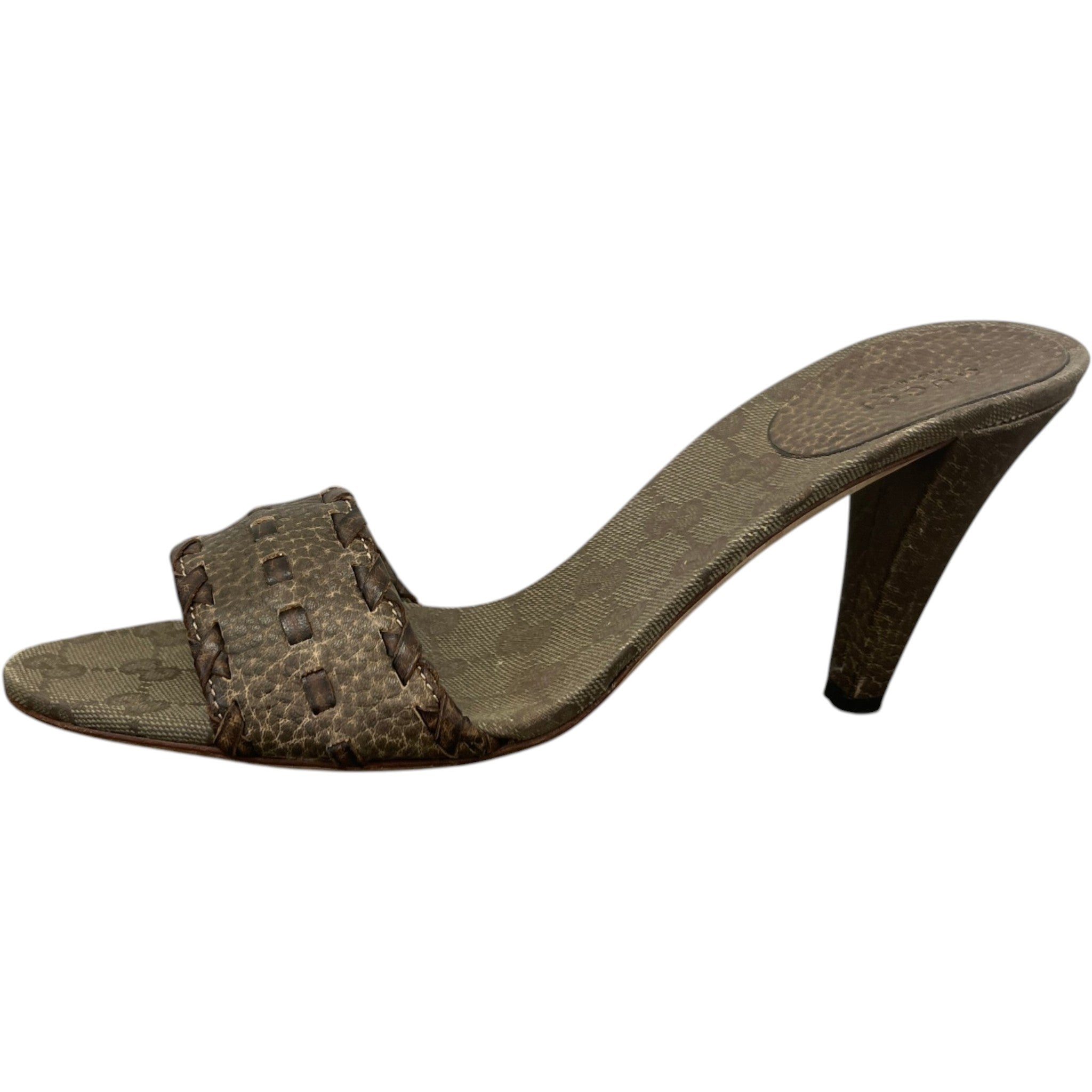 Women's Woven Leather Heels Beige Size EU 40 / UK 7