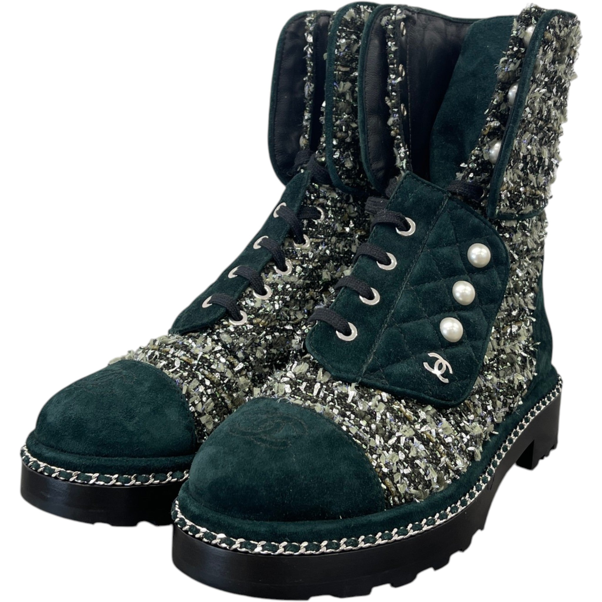 Women's Cc Logo Boots Green Size EU 37.5 / UK 4.5