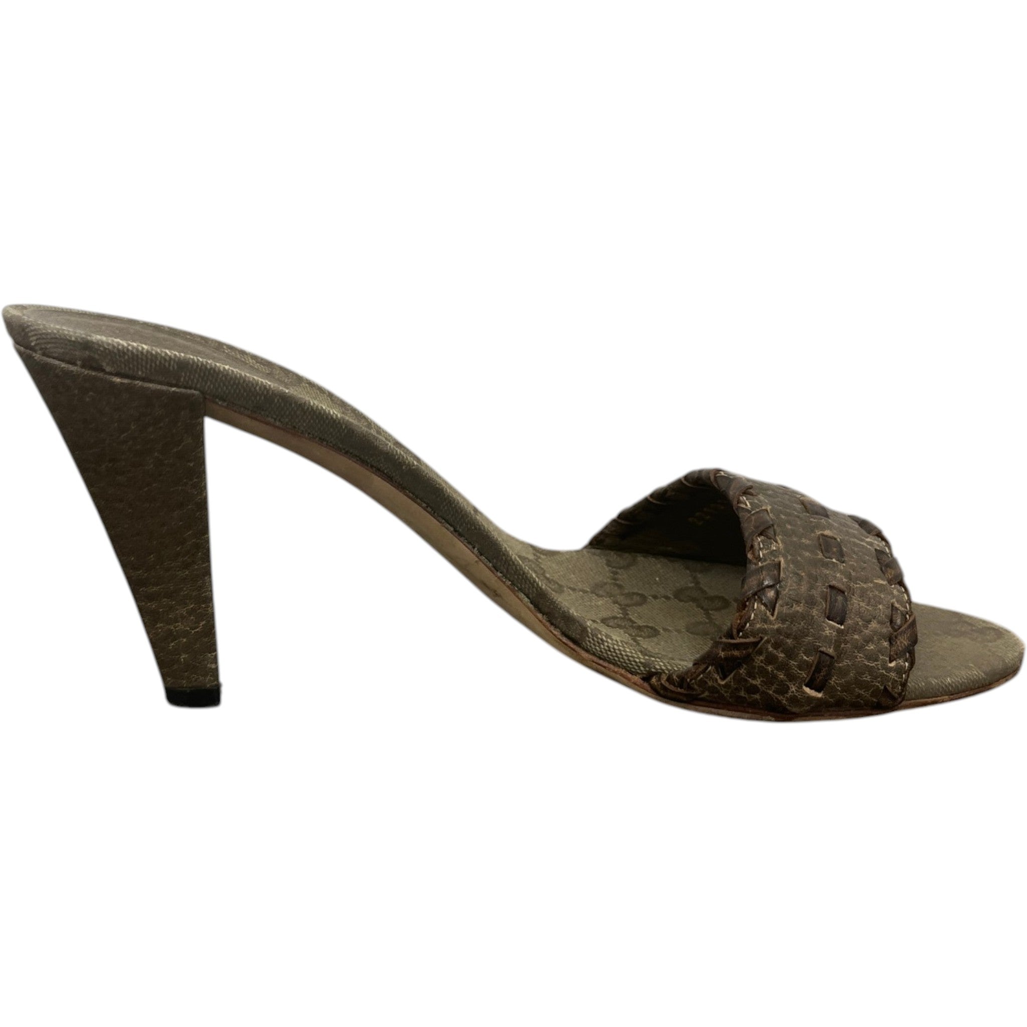 Women's Woven Leather Heels Beige Size EU 40 / UK 7