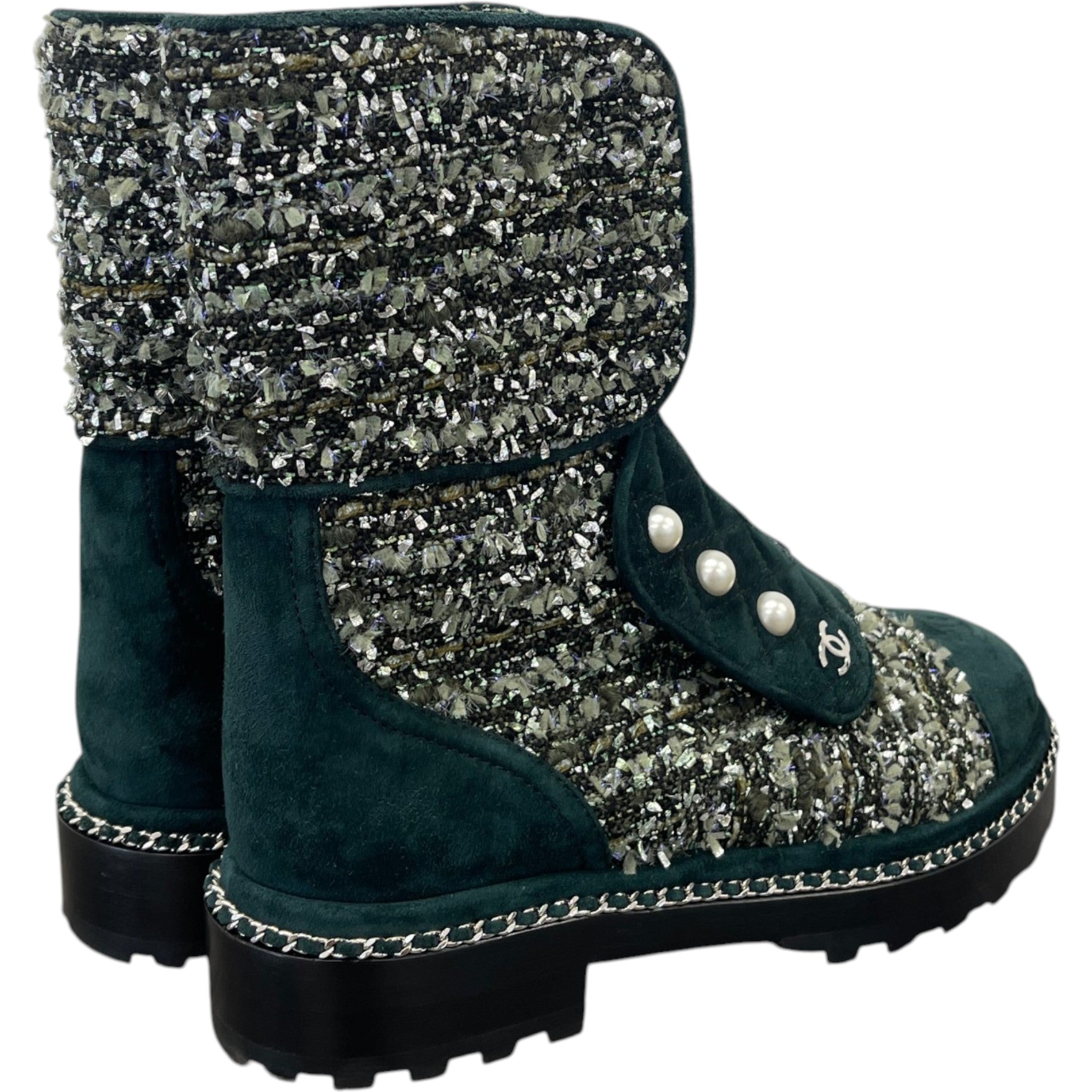 Women's Cc Logo Boots Green Size EU 37.5 / UK 4.5